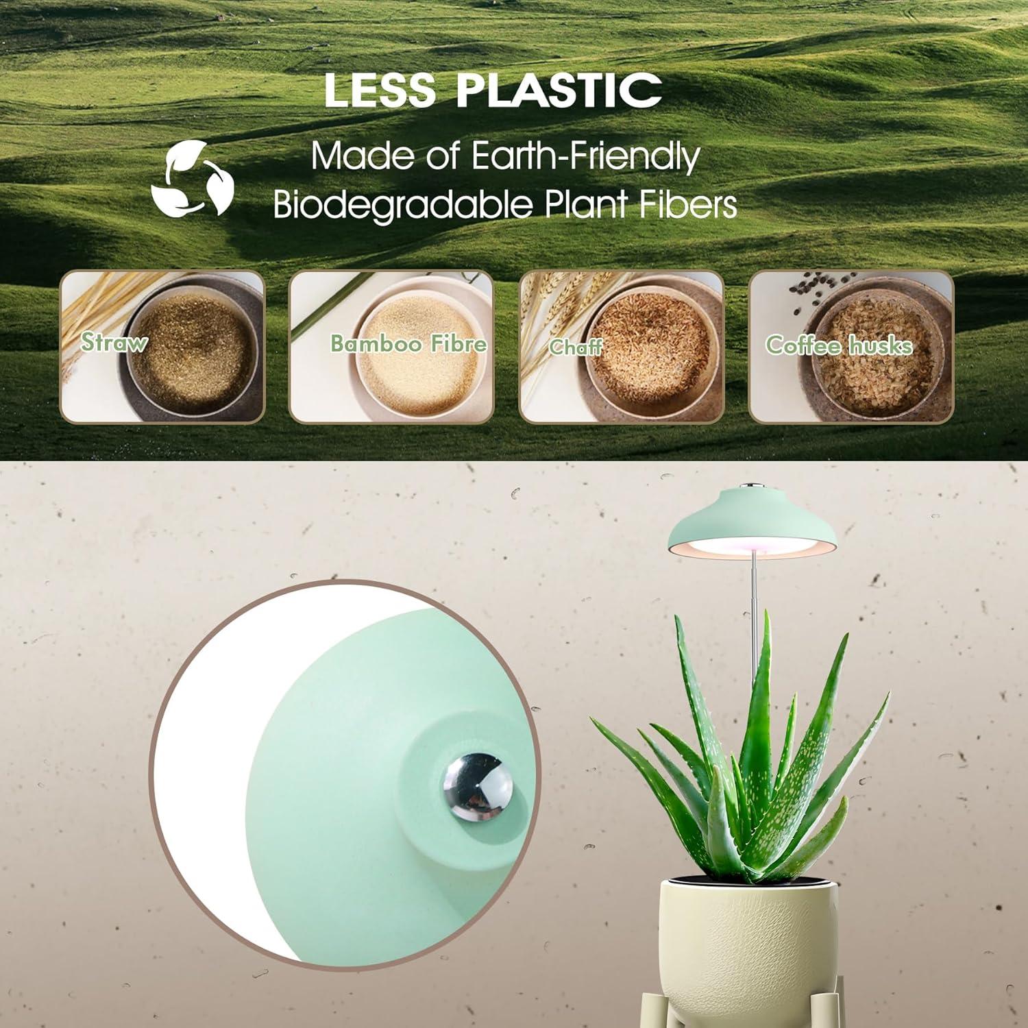 GrowLED Umbrella Plant Grow Light, Height Adjustable, 8/12/16H Automatic Timer, 10-Levels Brightness, 3 Lighting Modes, Neo Mint Green