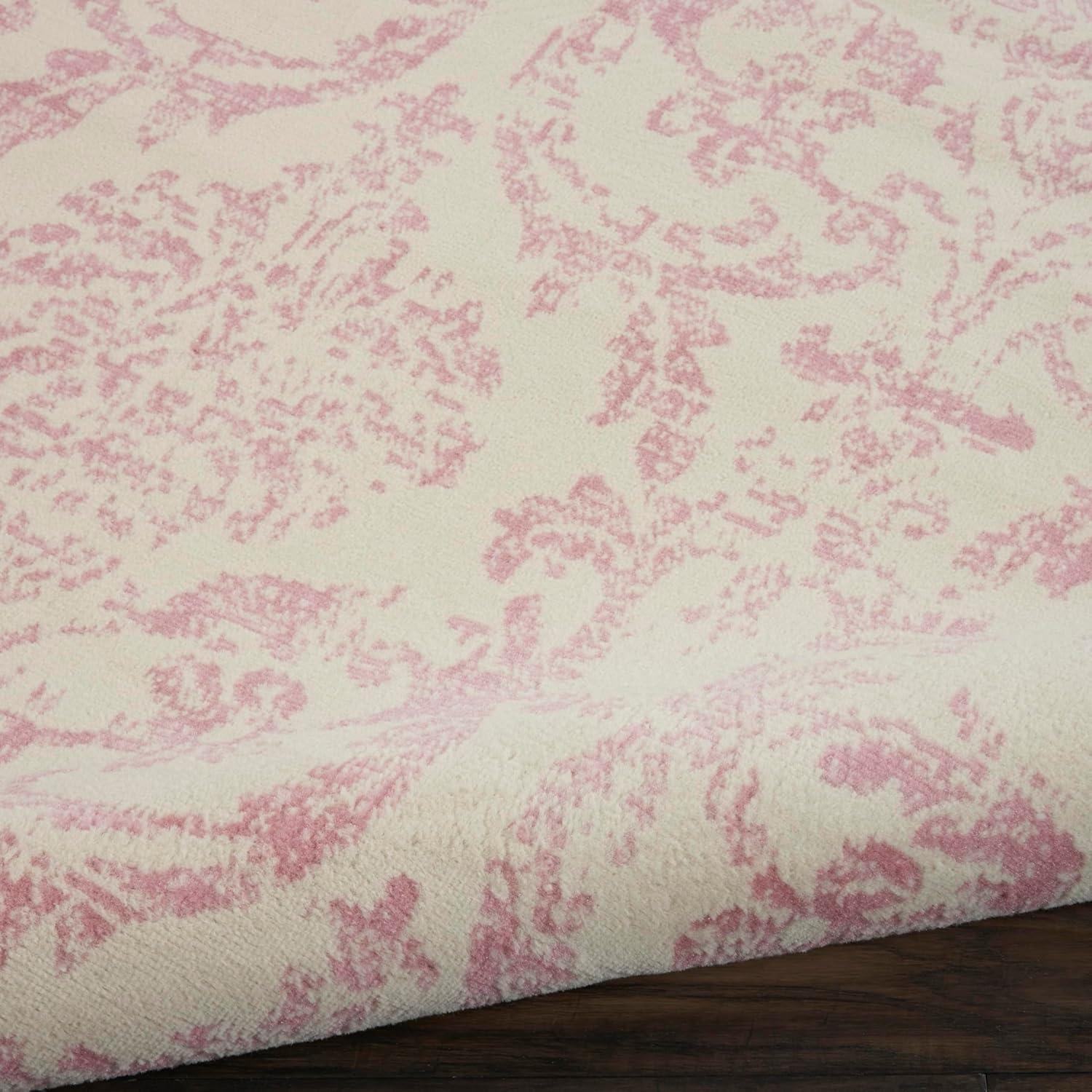 Jubilant JUB09 Area Rug Farmhouse Vintage Damask By Nourison Ivory/Pink 7' x 10'