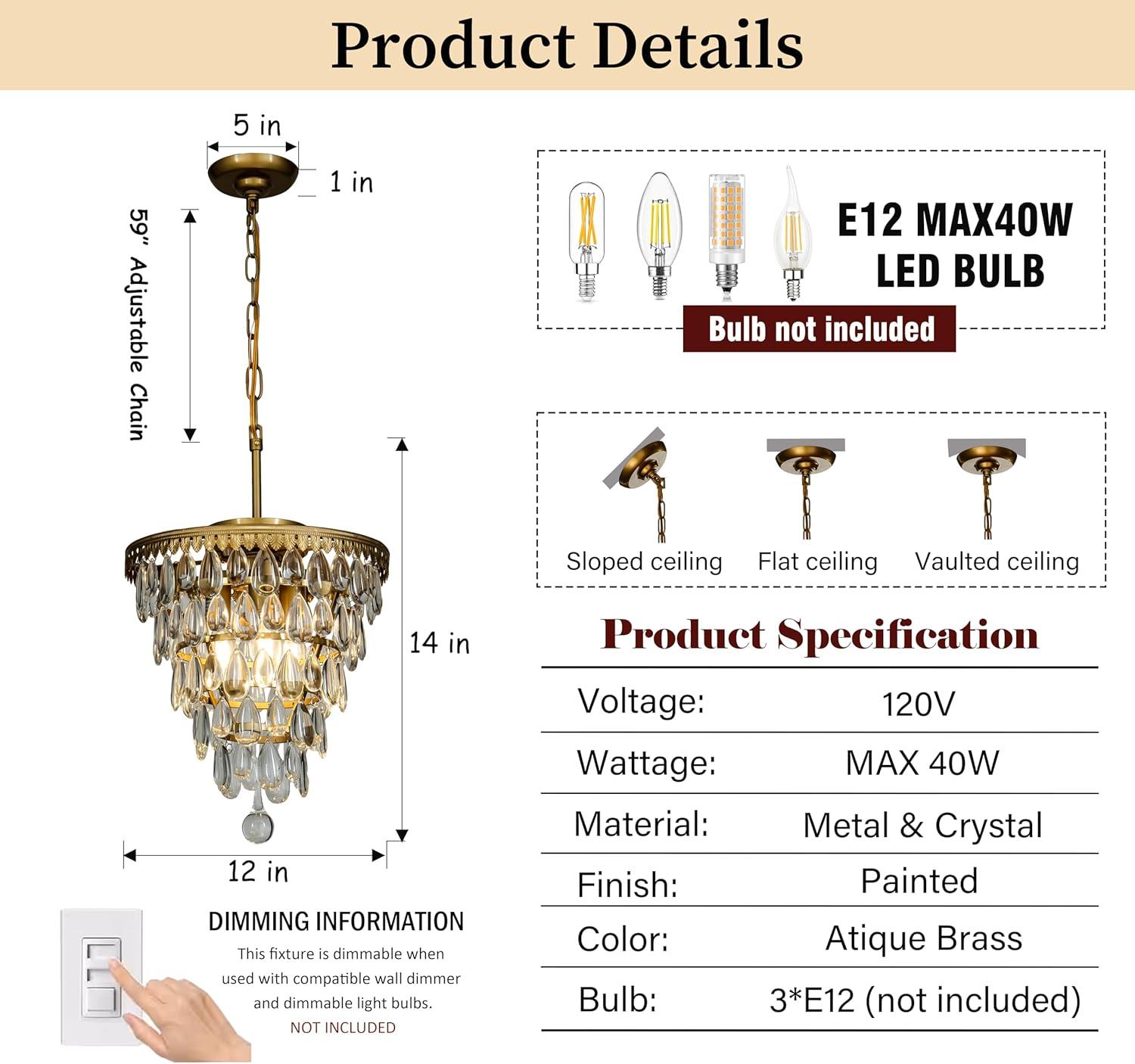 3-Lights Glass Tear Drops Chandelier Painted Brass Pendant Ceiling Lighting