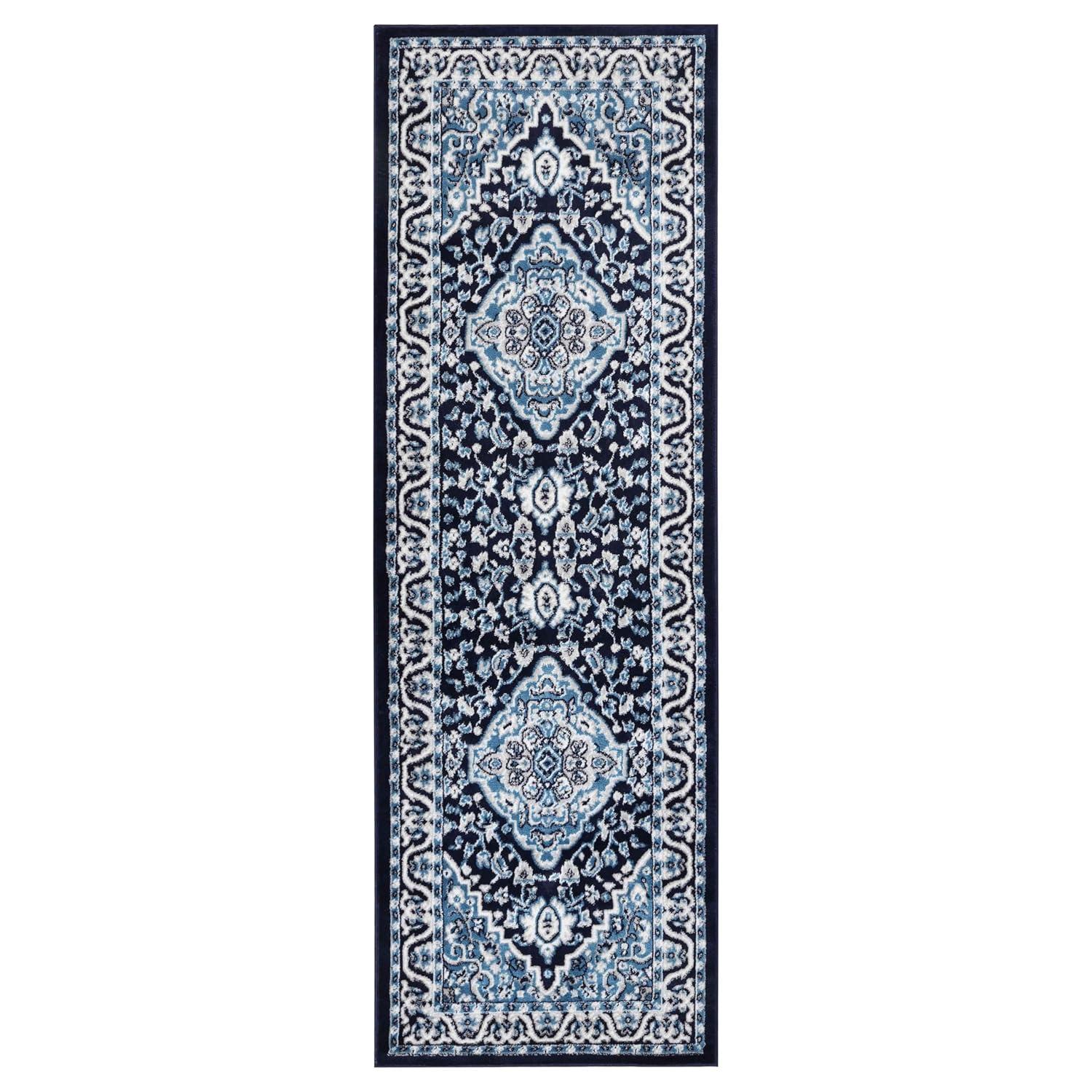 World Rug Gallery Traditional Medallion Area Rug - BLUE 2'x7'