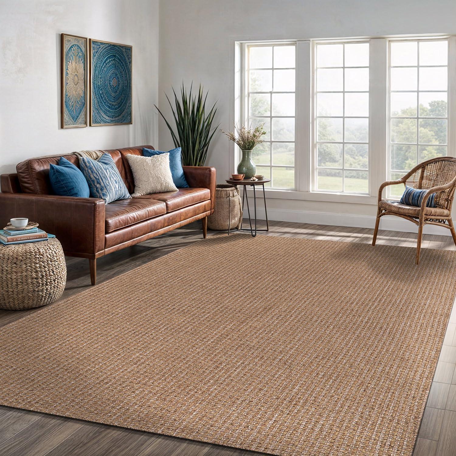 4'x6' Pata Hand Woven Chunky Jute Area Rug, Natural - JONATHAN Y