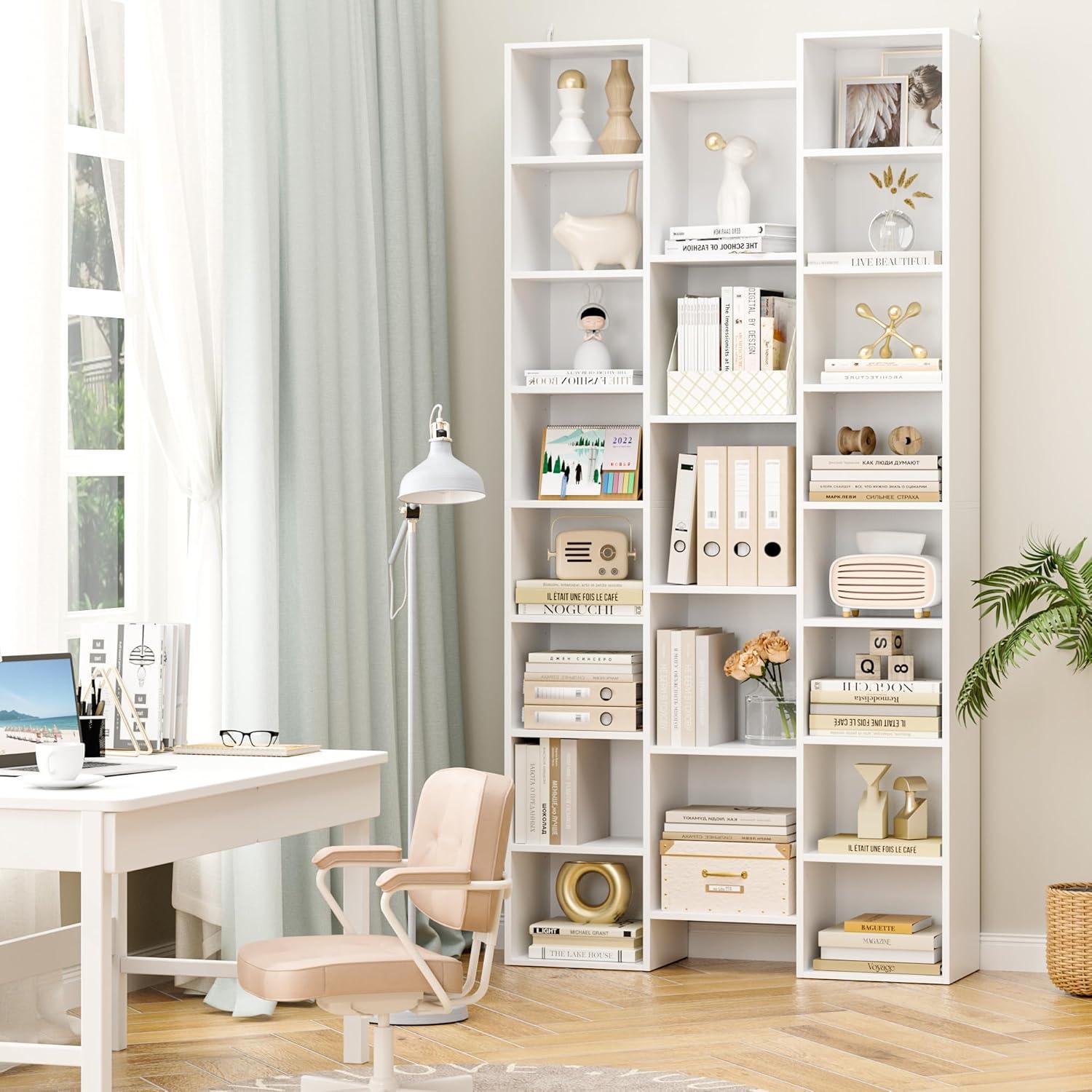 Latitude Run® Triple Wide 8 Tier Media Storage Tower Rack, 71" Tall Bookshelf Black Bookshelf