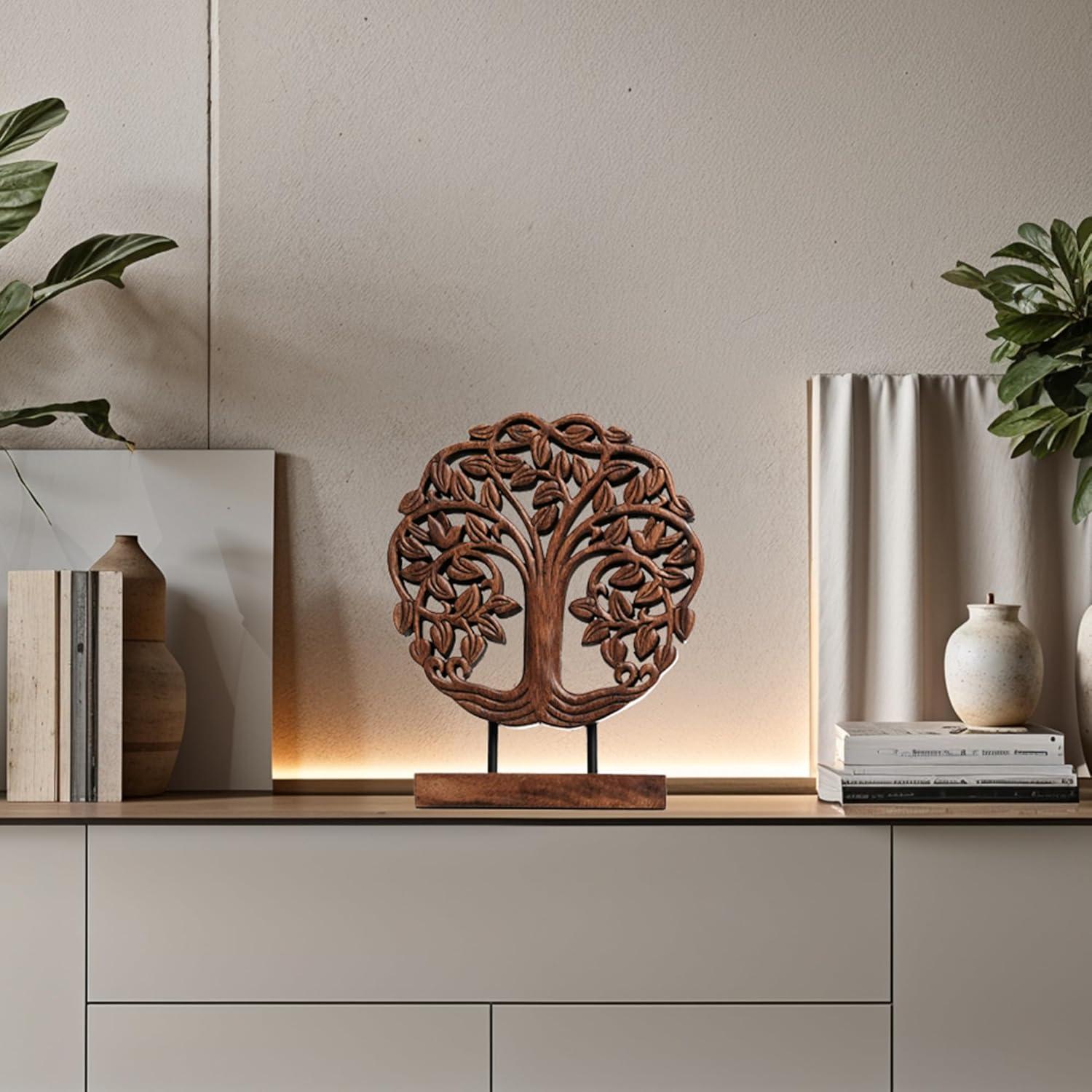 Decozen Wooden Tree of Life Sculpture – Gifts for Mom or Dad on Mother’s Day, Father’s Day, or Birthday – Acacia Wood Sculpture for Home, Office, Living Room, or Boho and Mantle Décor