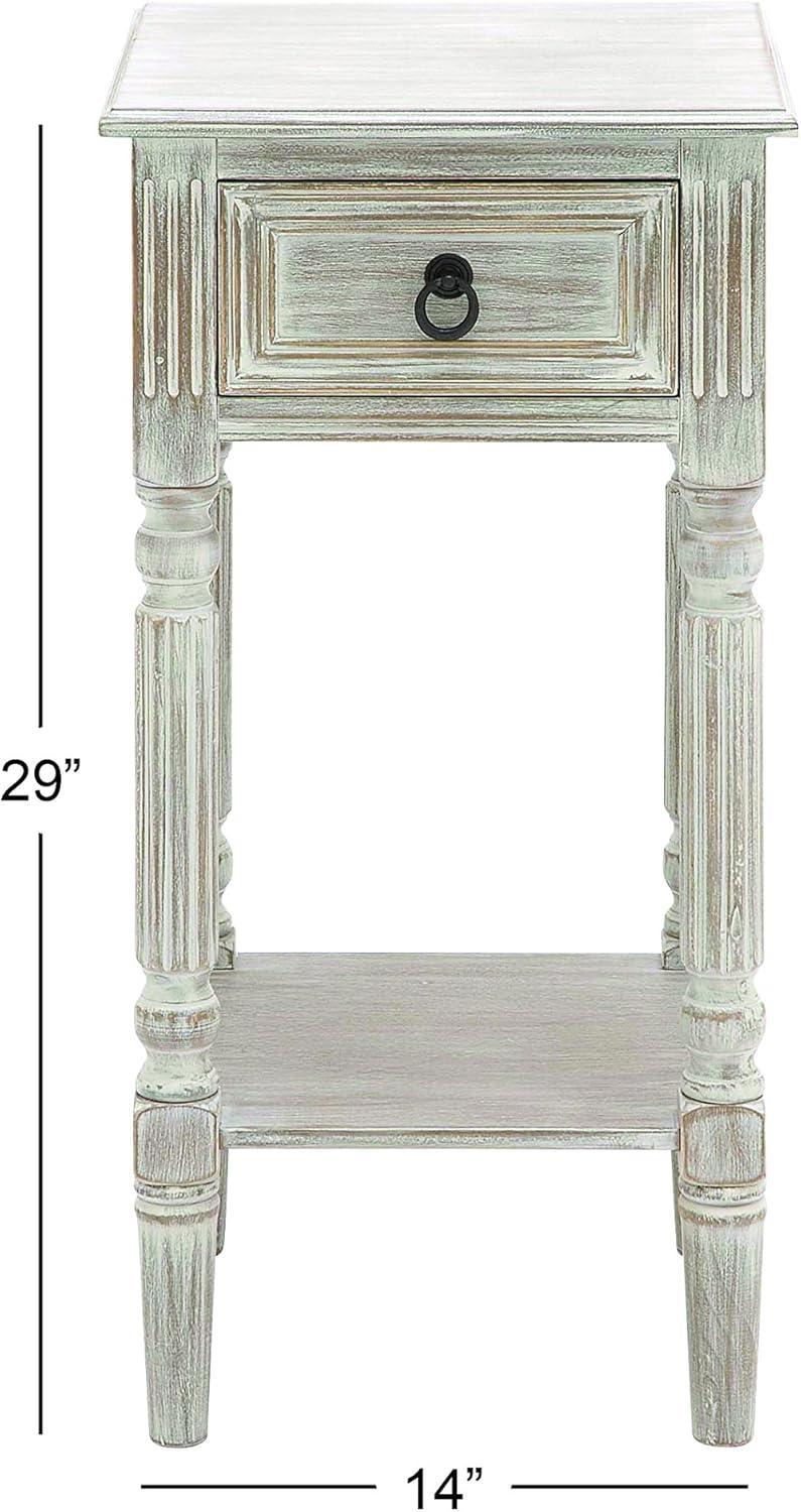 Rustic Country Wood Accent Table - Olivia & May: French Style, Tall End Table for Living Room with Drawer