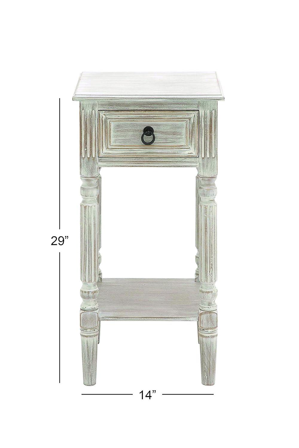 Rustic Country Wood Accent Table - Olivia & May: French Style, Tall End Table for Living Room with Drawer