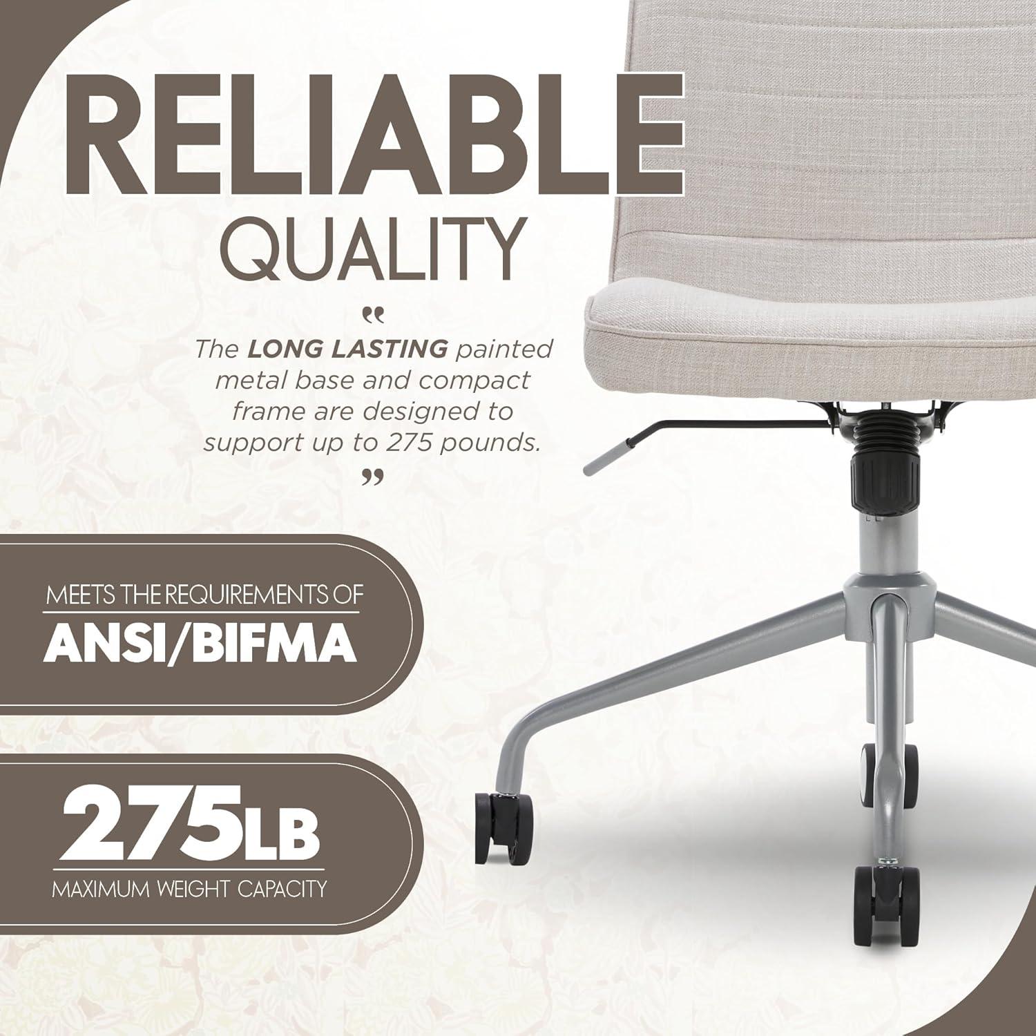 Adelaide Task Chair French Ivory - Adore Decor: Sturdy, Swivel, Adjustable Height, Metal Legs