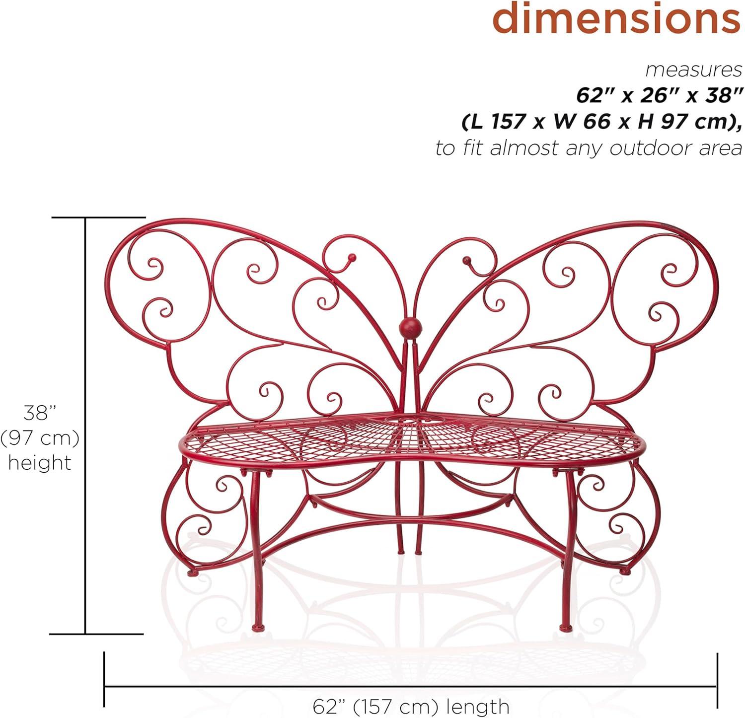 Butterfly Metal Bench Red - Alpine Corporation