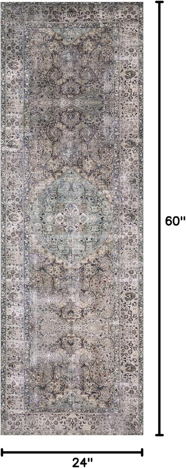 Loloi II Layla Printed Oriental Distressed Taupe / Stone Area Rug