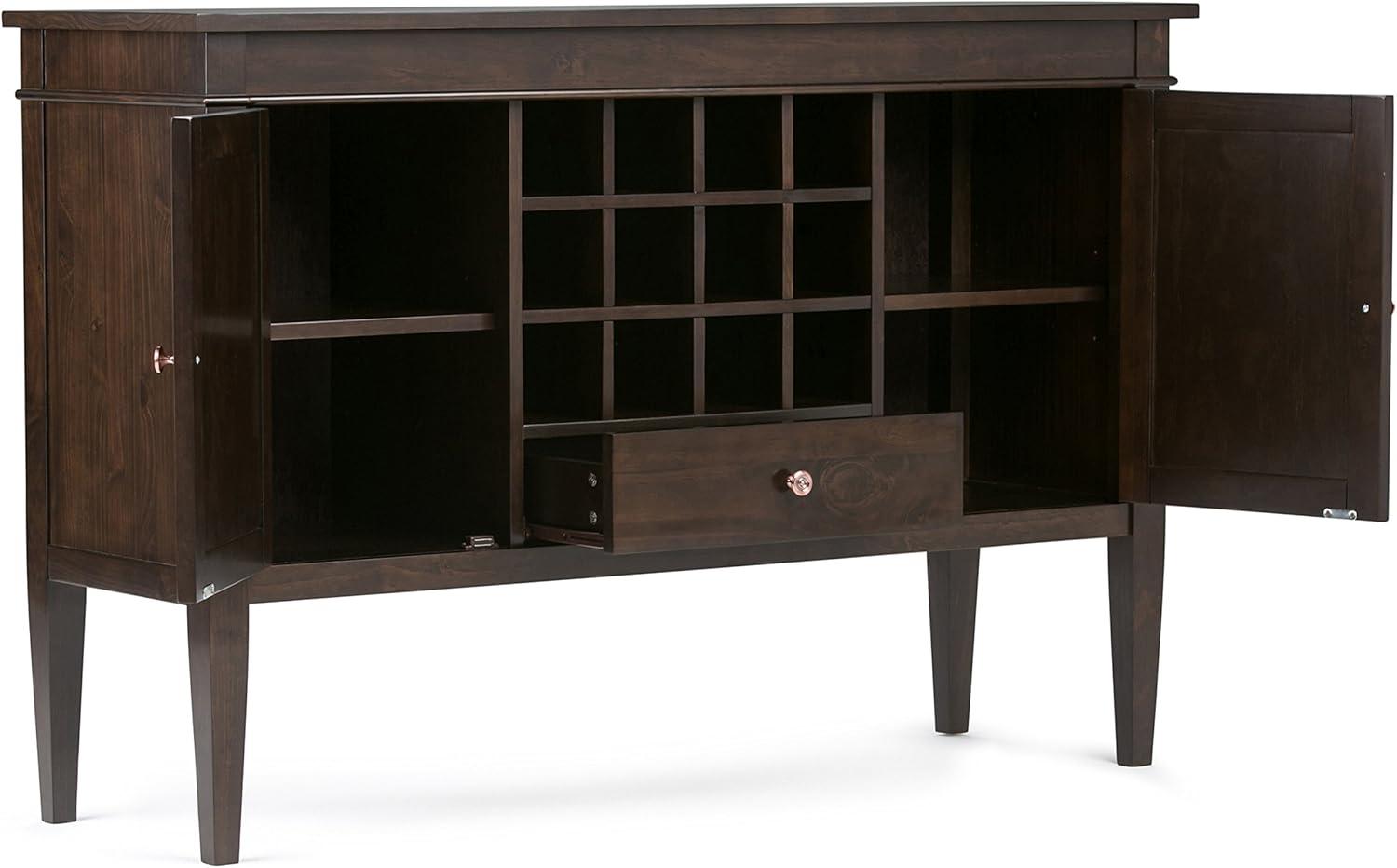 Simpli Home Carlton Wood 54" Transitional TV Media Stand in Brown