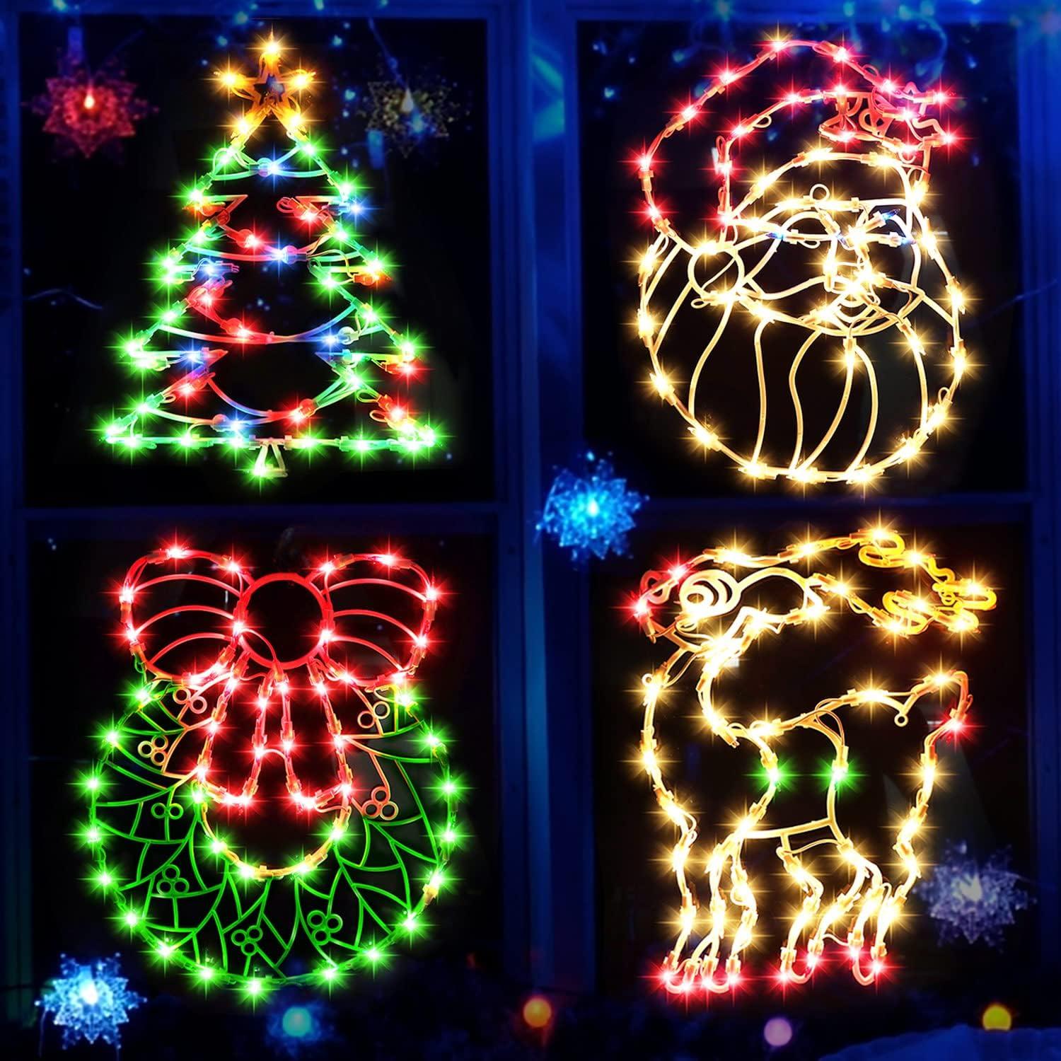 Multi-Color LED Christmas Window Silhouette Lights Set