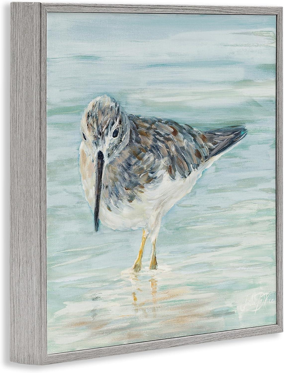 Stupell Industries Nautical Sandpiper Shallow Beach Waters Traditional Bird, 12 x 12, Design by Julie DeRice