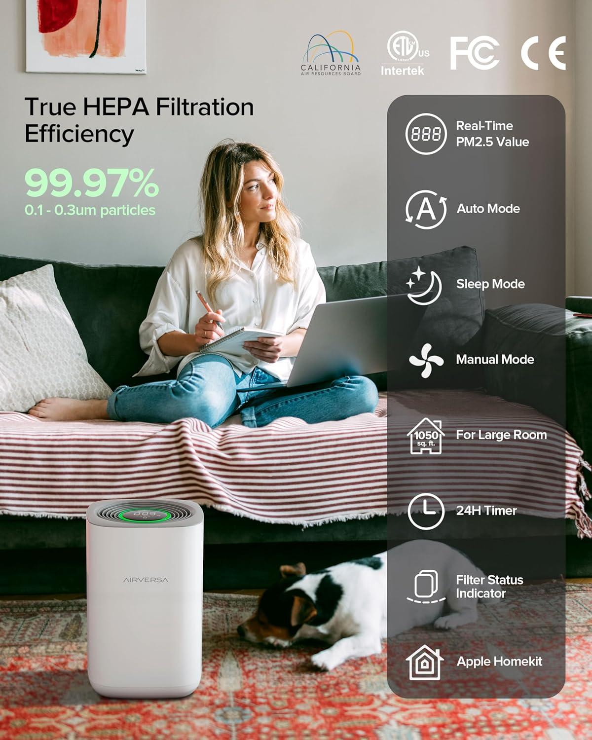 White True HEPA Air Purifier with Apple HomeKit Control