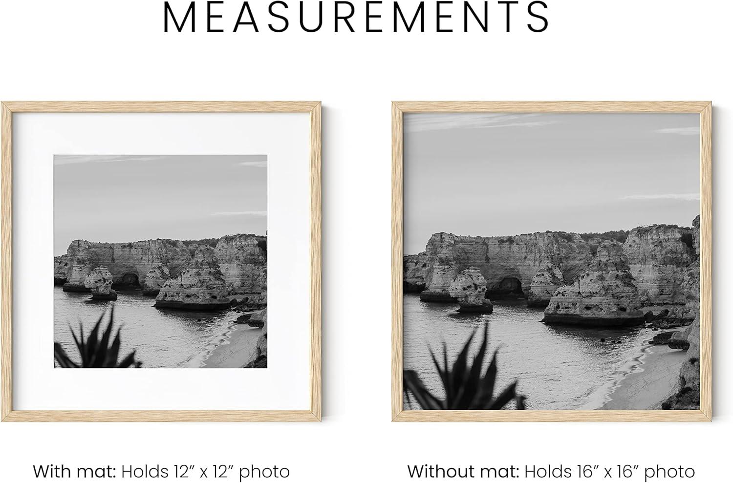 Haus and Hues Set of 4 Picture Frame with Plexiglass Cover, Natural Oak, 16x16