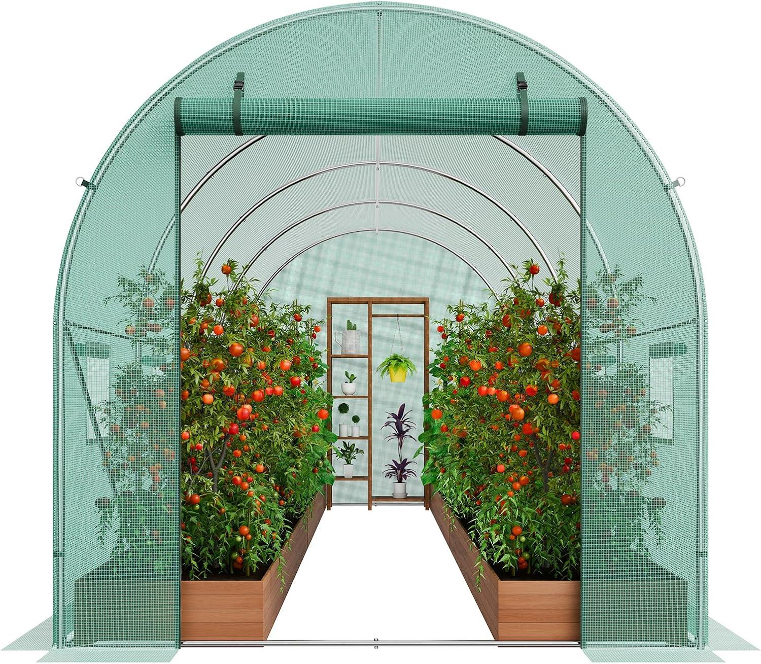 VEVOR Walk-in Tunnel Greenhouse Galvanized Frame PE Cover