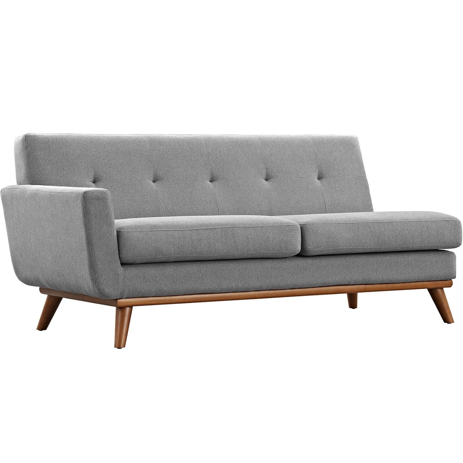Modway Engage Right-Facing Upholstered Fabric Sectional Sofa in Expectation Gray