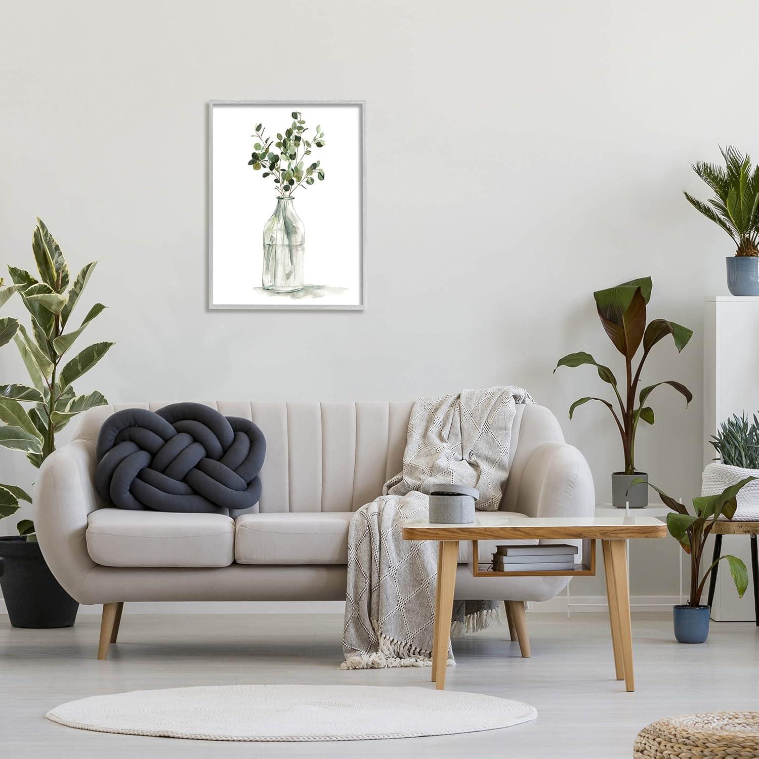 Botanical Eucalyptus Arrangement Canvas Print with White Frame