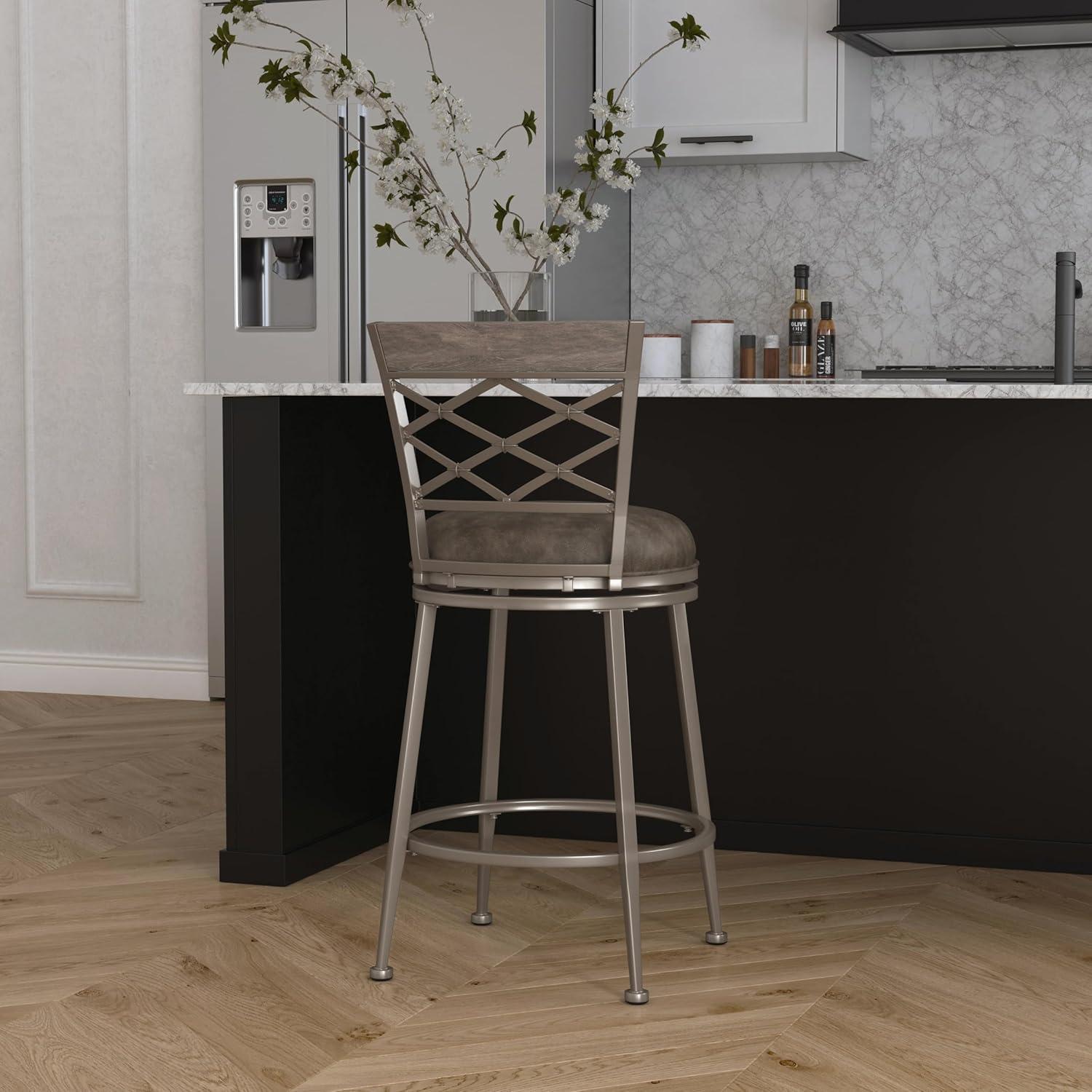 Hutchinson Gray Wood and Metal Swivel Counter Stool