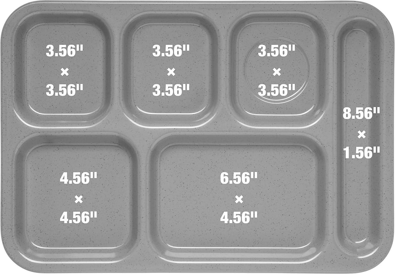 Tan Polypropylene 6-Compartment Cafeteria Tray