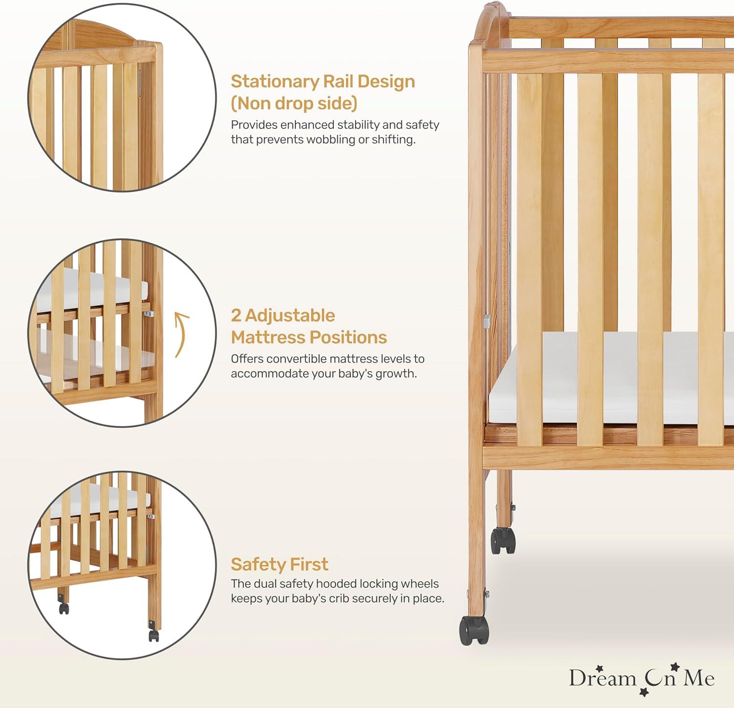Dream On Me 2-in-1 Mini Convertible Portable Crib