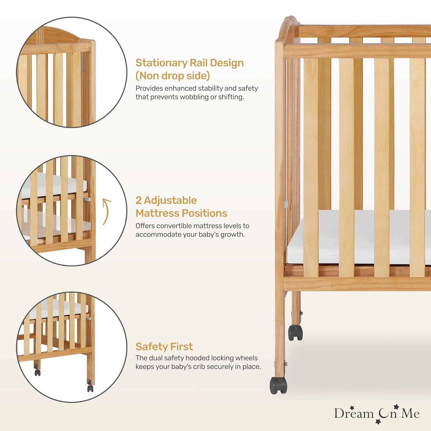 Dream On Me 2-in-1 Mini Convertible Portable Crib