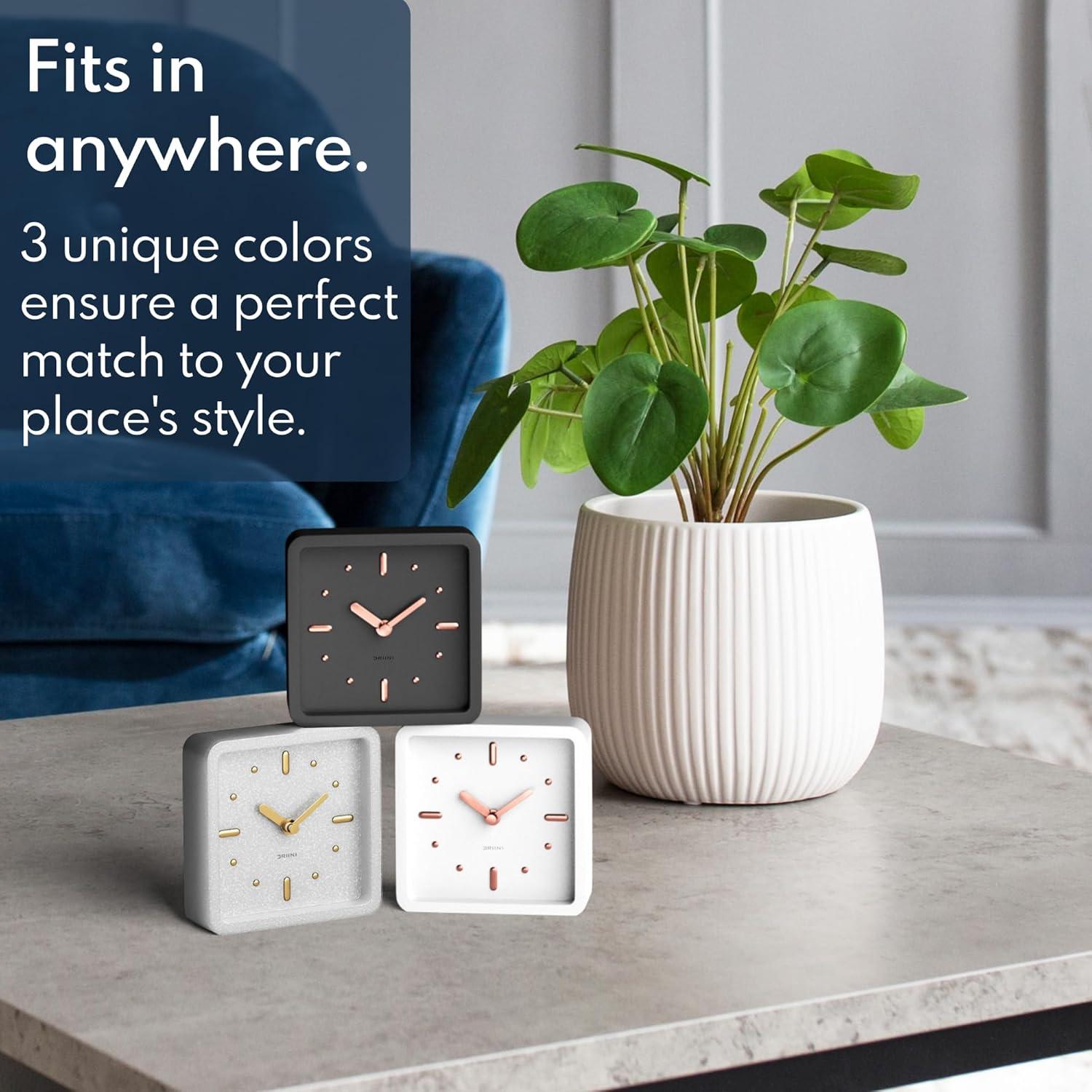 Driini Modern Mid Century Desk & Shelf Clock for Mantle, Bedroom Nightstand