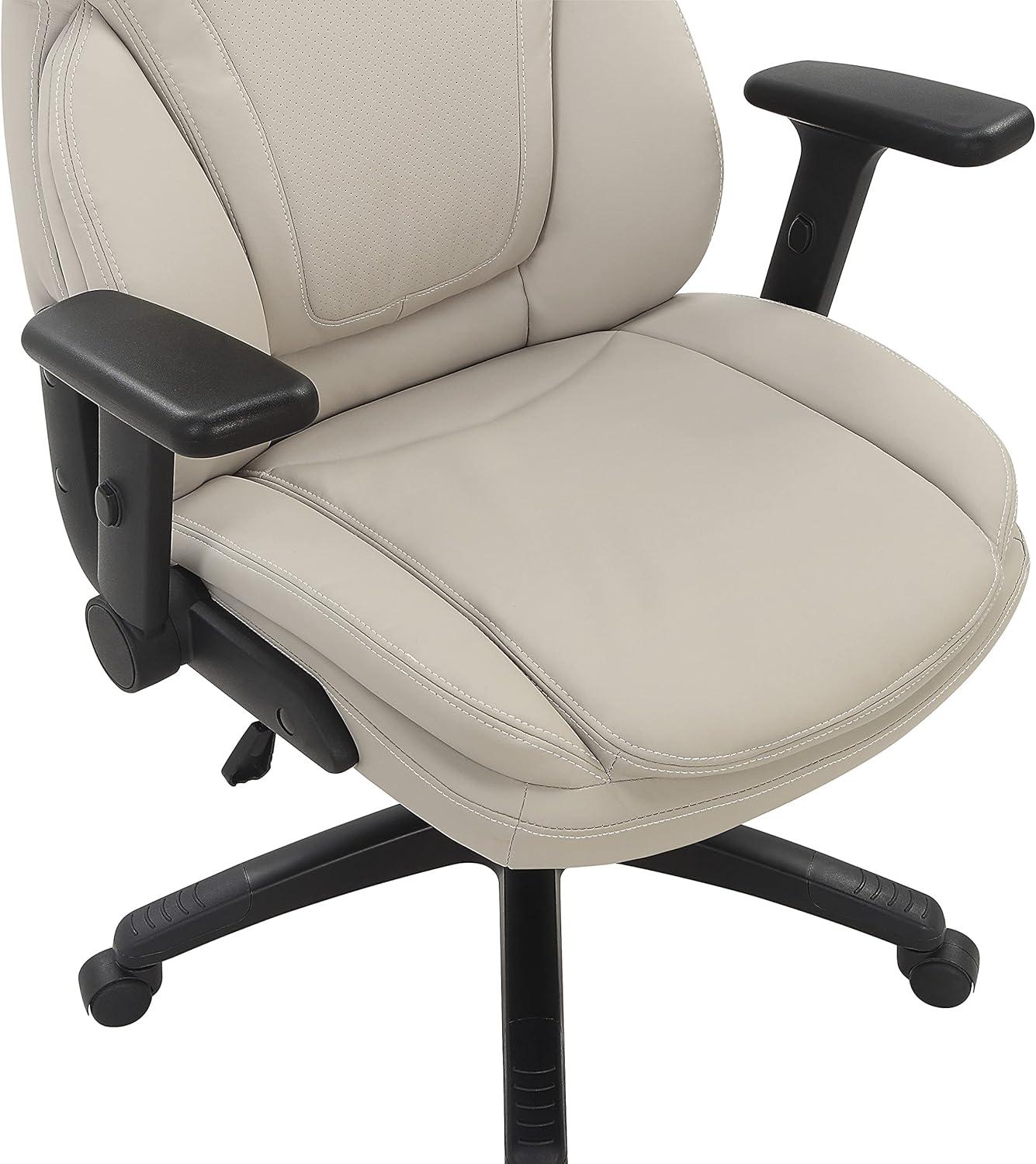 Executive High Back Taupe Gray Bonded Leather Office Chair
