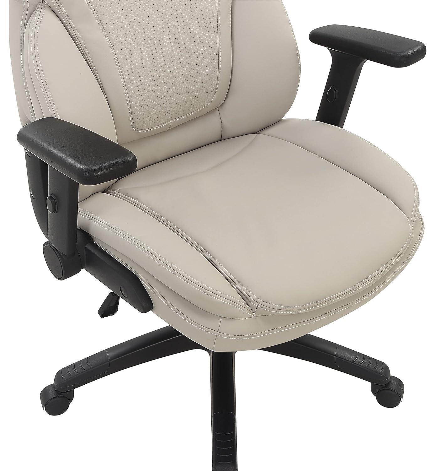 Executive High Back Taupe Gray Bonded Leather Office Chair