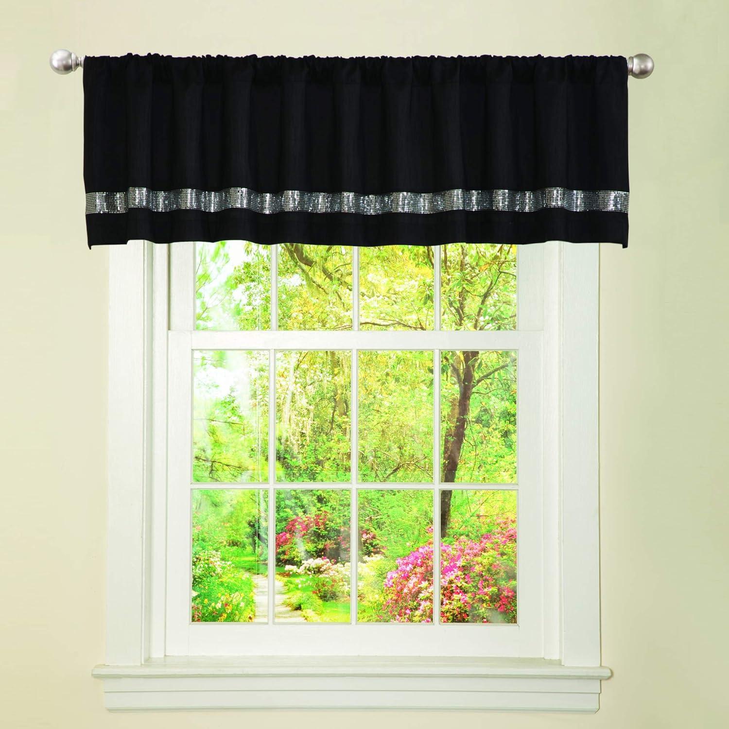 Lush Decor Night Sky Curtain Valance (Single Panel), Black and Gray