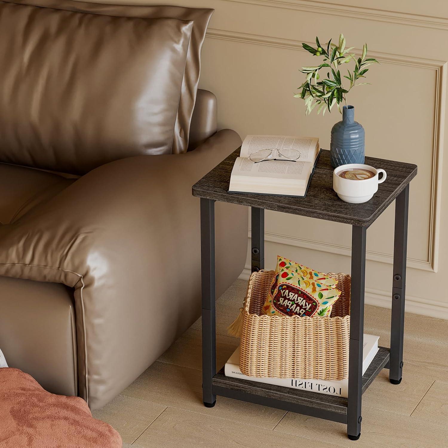 Set of 2 Black and Brown Particle Board Side Tables