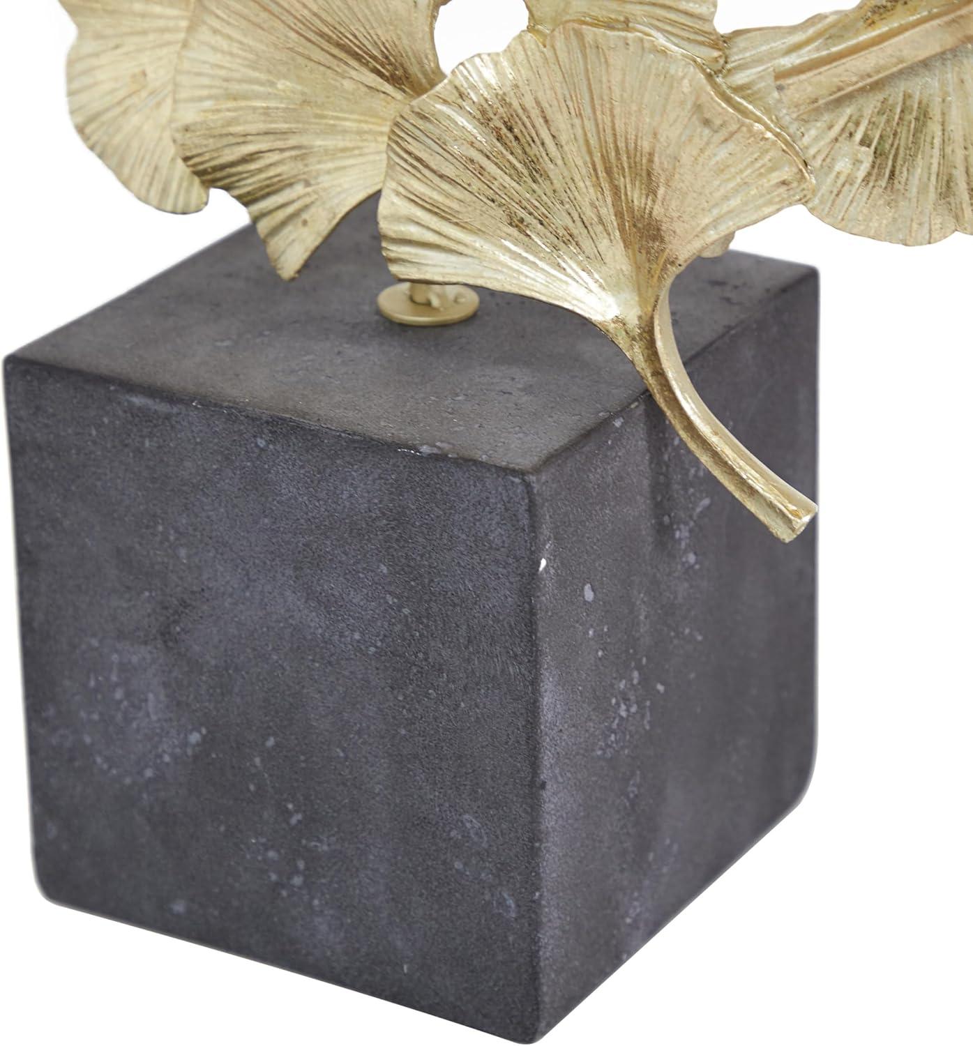 CosmoLiving by Cosmopolitan Polystone Handmade Floral Decorative Sculpture with Black Block Base
