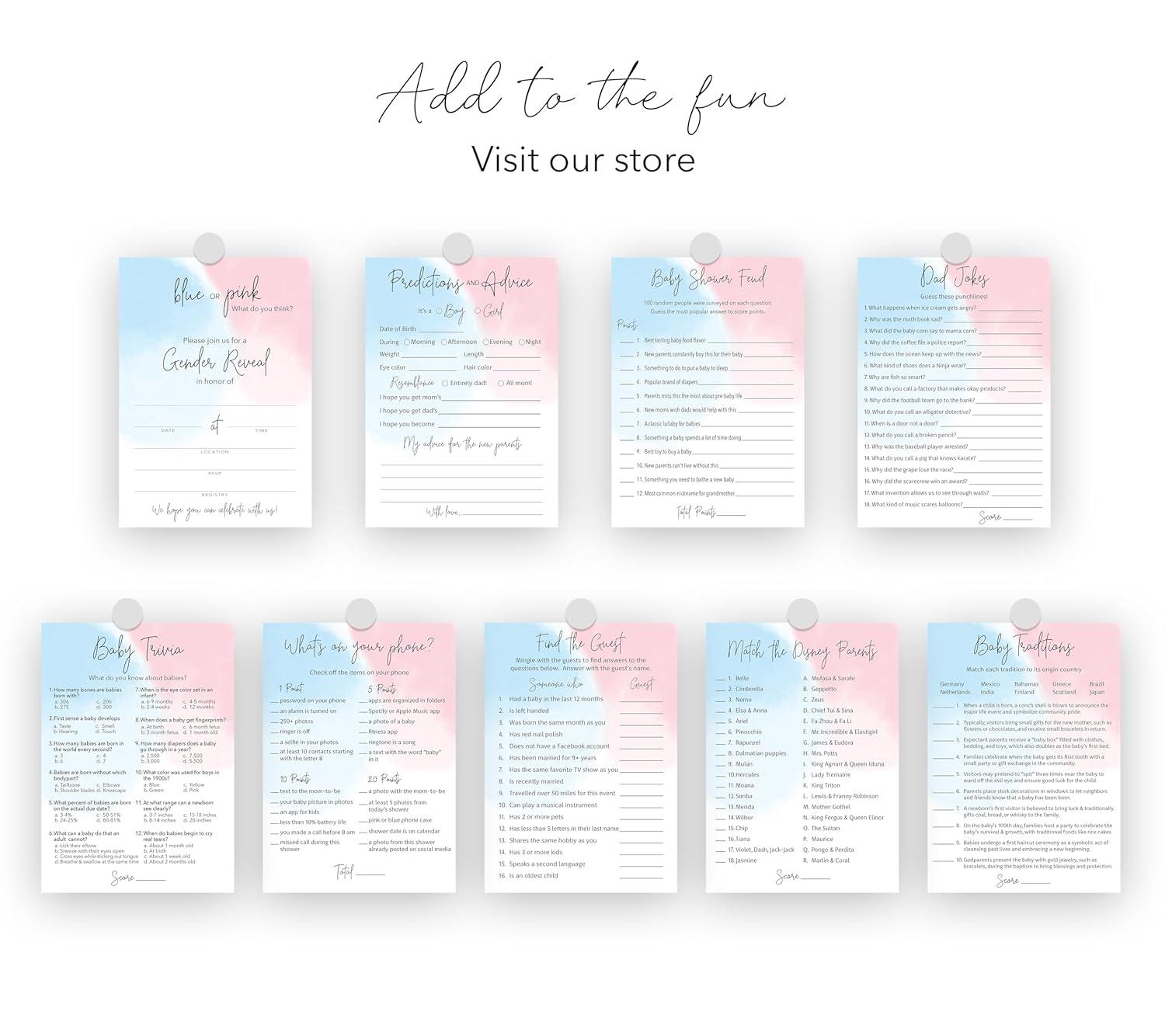 GENDER NEUTRAL Baby Shower Game — DISNEY PARENT MATCH Game — Pack of 25 — PURPLE Elephant Baby Shower Game, Match Famous Disney Parents Fun Shower Activity, Disney Star Kids Match Game, SKU G752-DPM