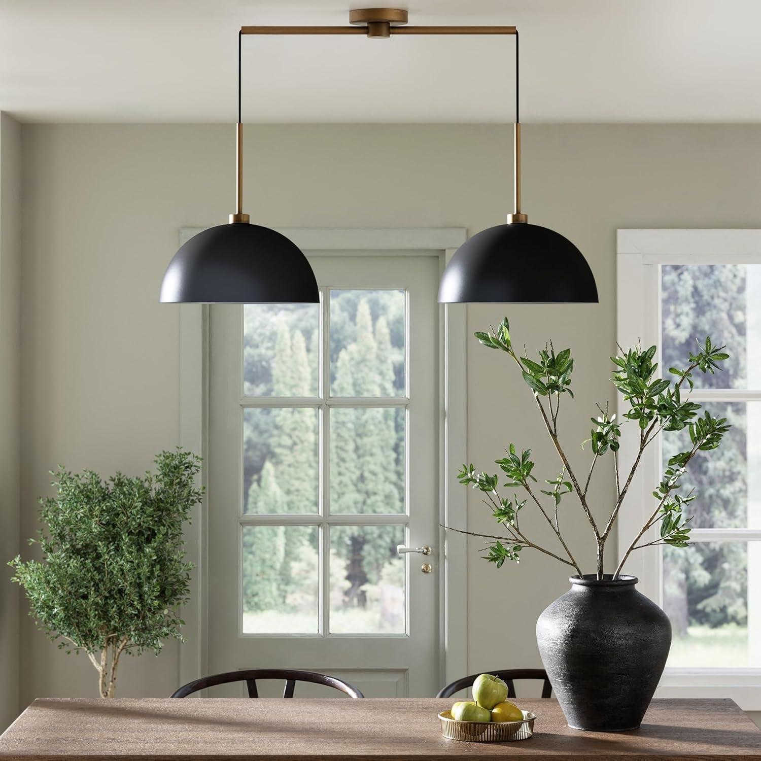 Nathan James 2-Light Percy Modern Island Pendant Ceiling Fixture Light Black/Gold