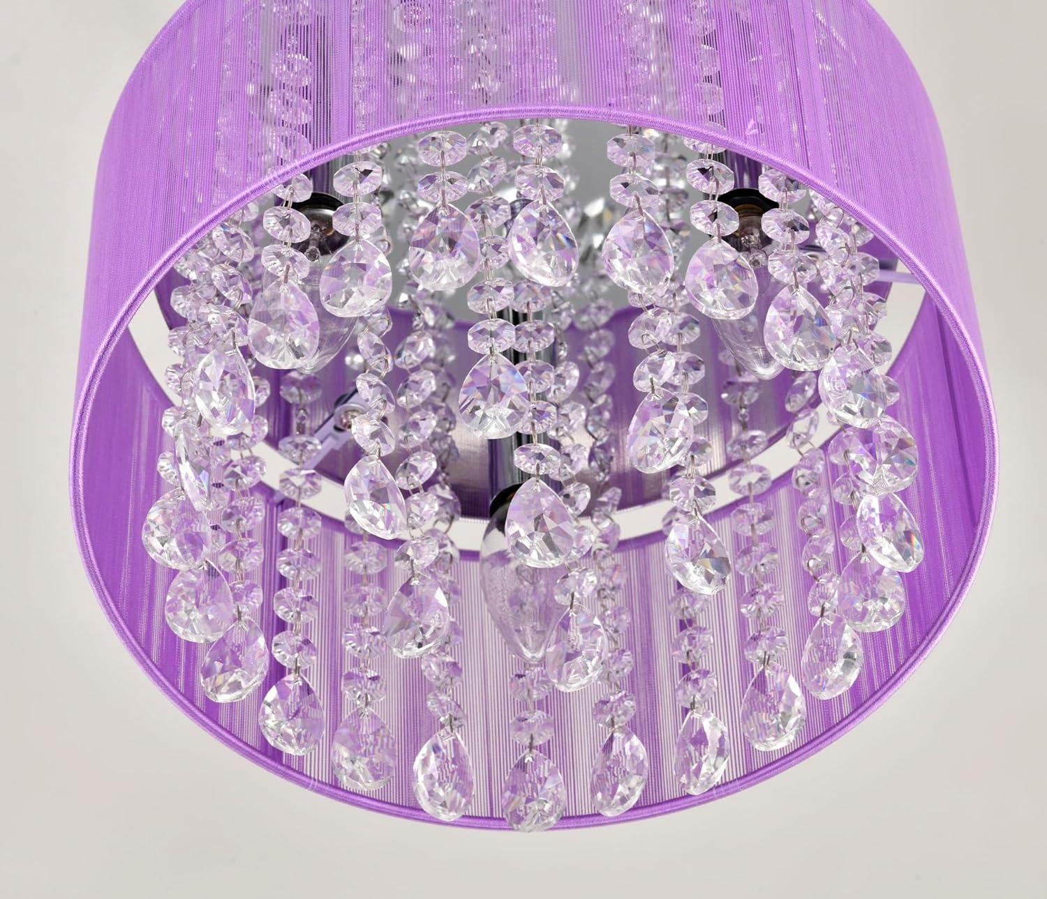 Pink Chandelier Drum Flush Mount Chandelier Crystal Ceiling Light Fixture 3 Light Bedroom Chandelier