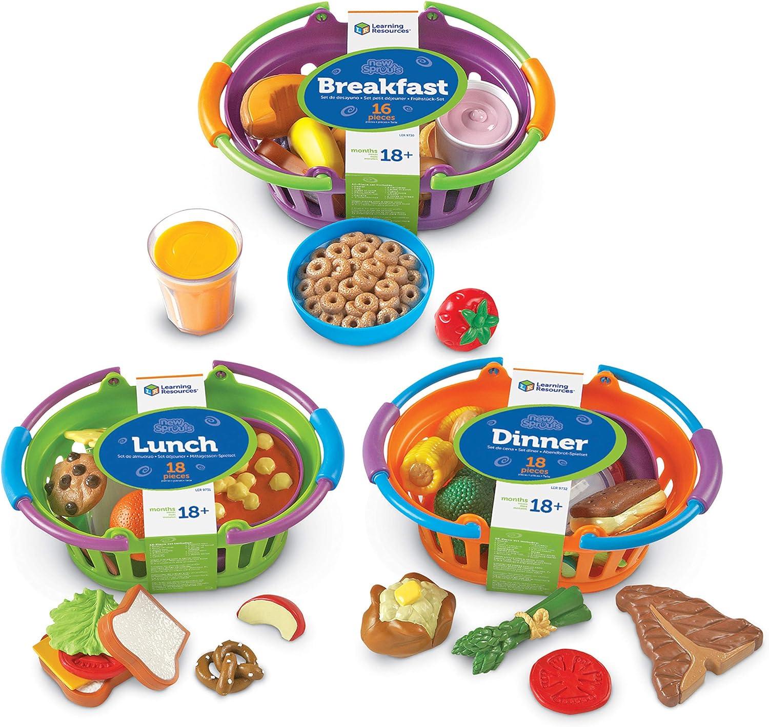 Colorful Toddler Pretend Play Food Basket Set