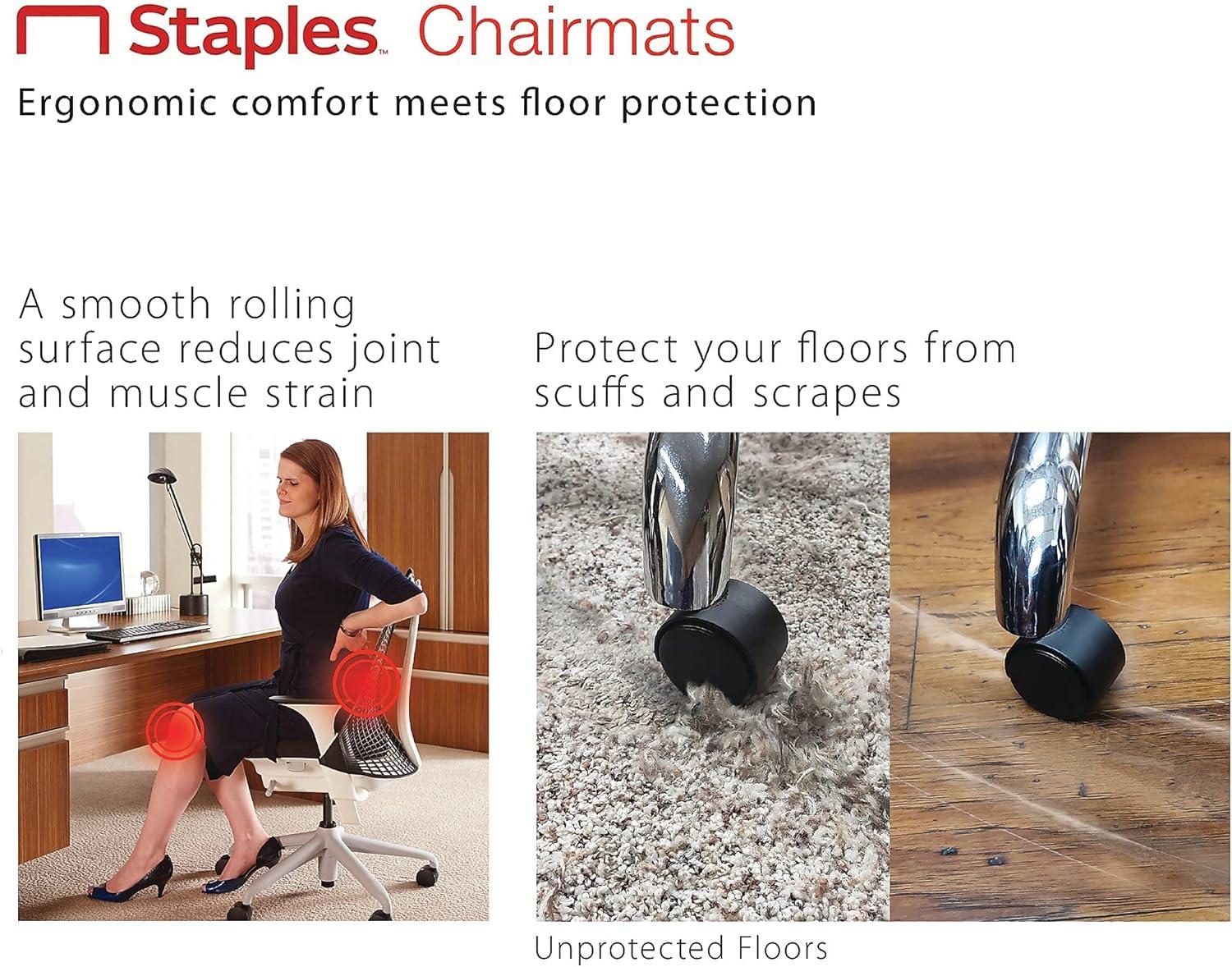 Staples 36" x 48" Medium Pile Carpet Chair Mat Lip 823767