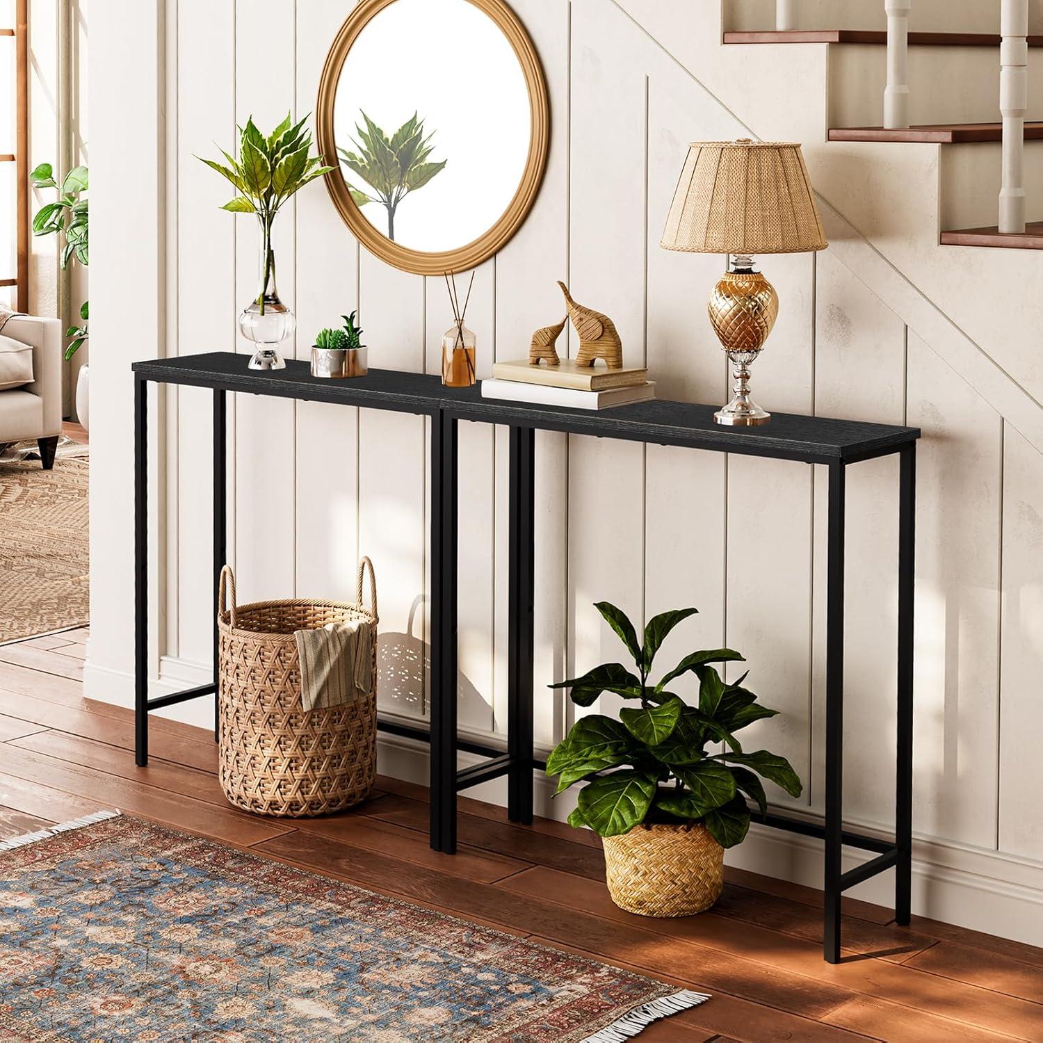 HOOBRO Narrow Console Table 29.5" Entryway Small Sofa Side Display Hallway Bedroom Foyer Black BK75XG01