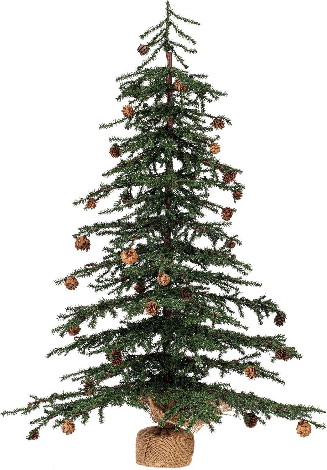 Vickerman 36" Caramel Pine Artificial Christmas Tree Unlit, Seasonal Indoor Home Decor with Decorative Burlap Base