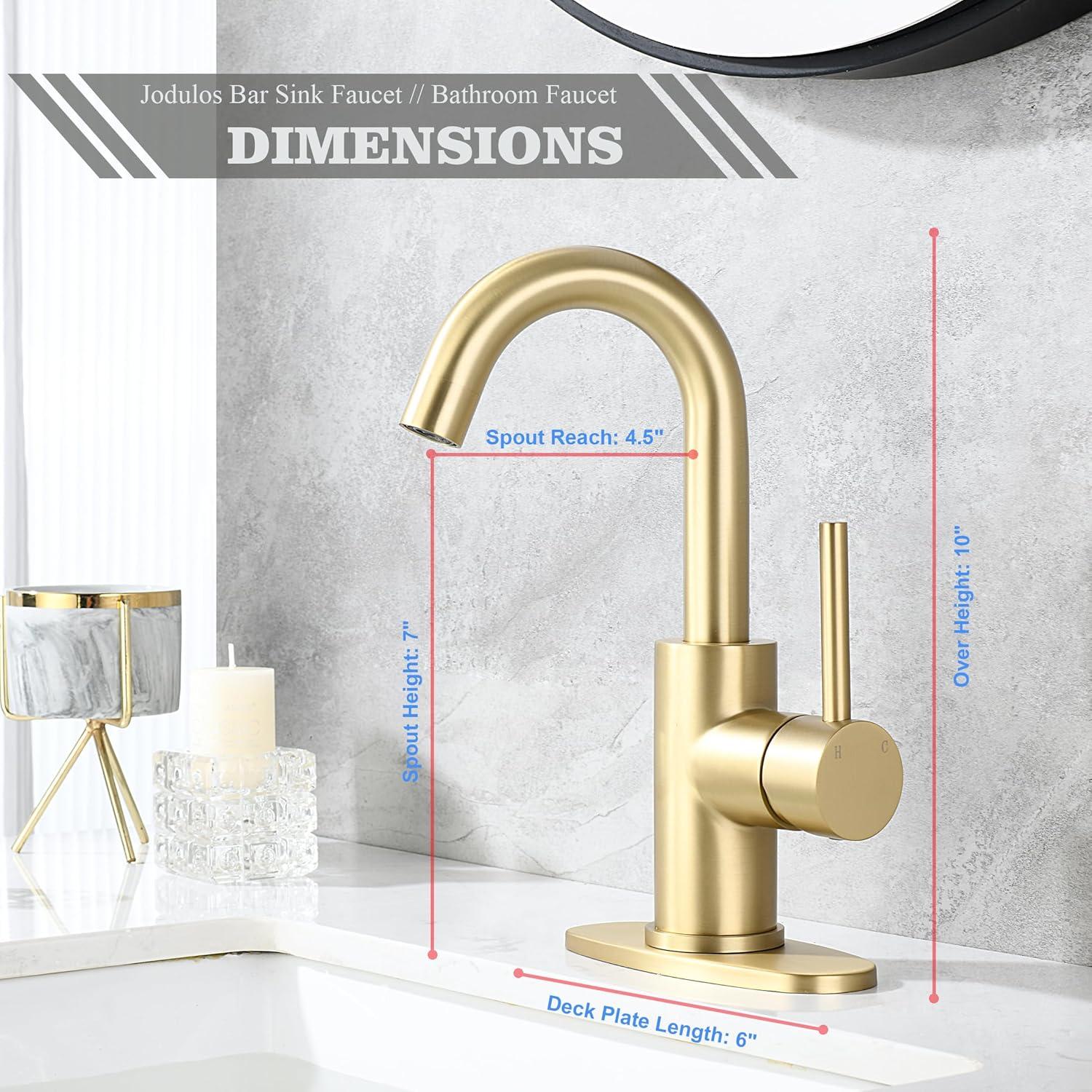 Single Handle Stainless Steel Bar Faucet With Supply Lines And Deckplate