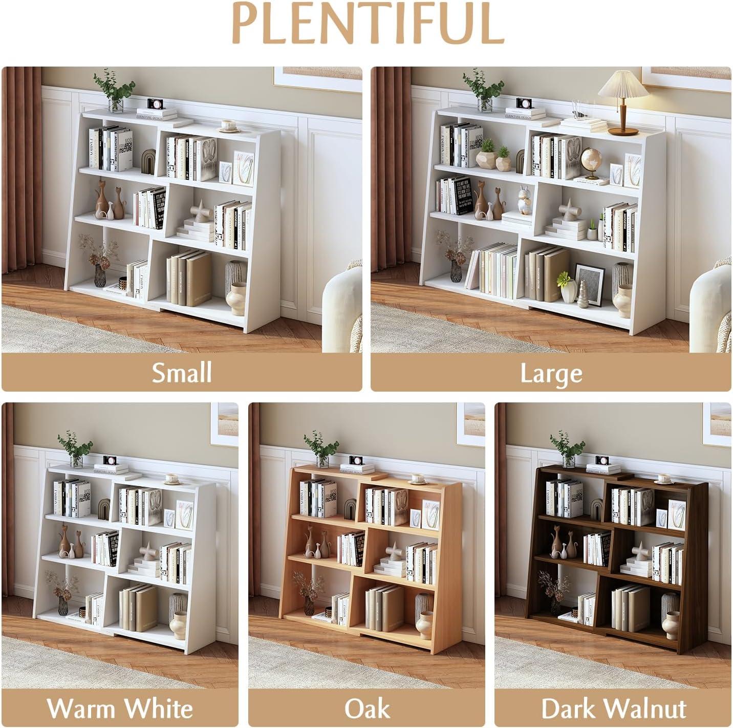 Latitude Run® Wooden Extendable Shelf Bookcase - 3-Tier Ladder Low Short Bookshelf For Small Space Or Corner