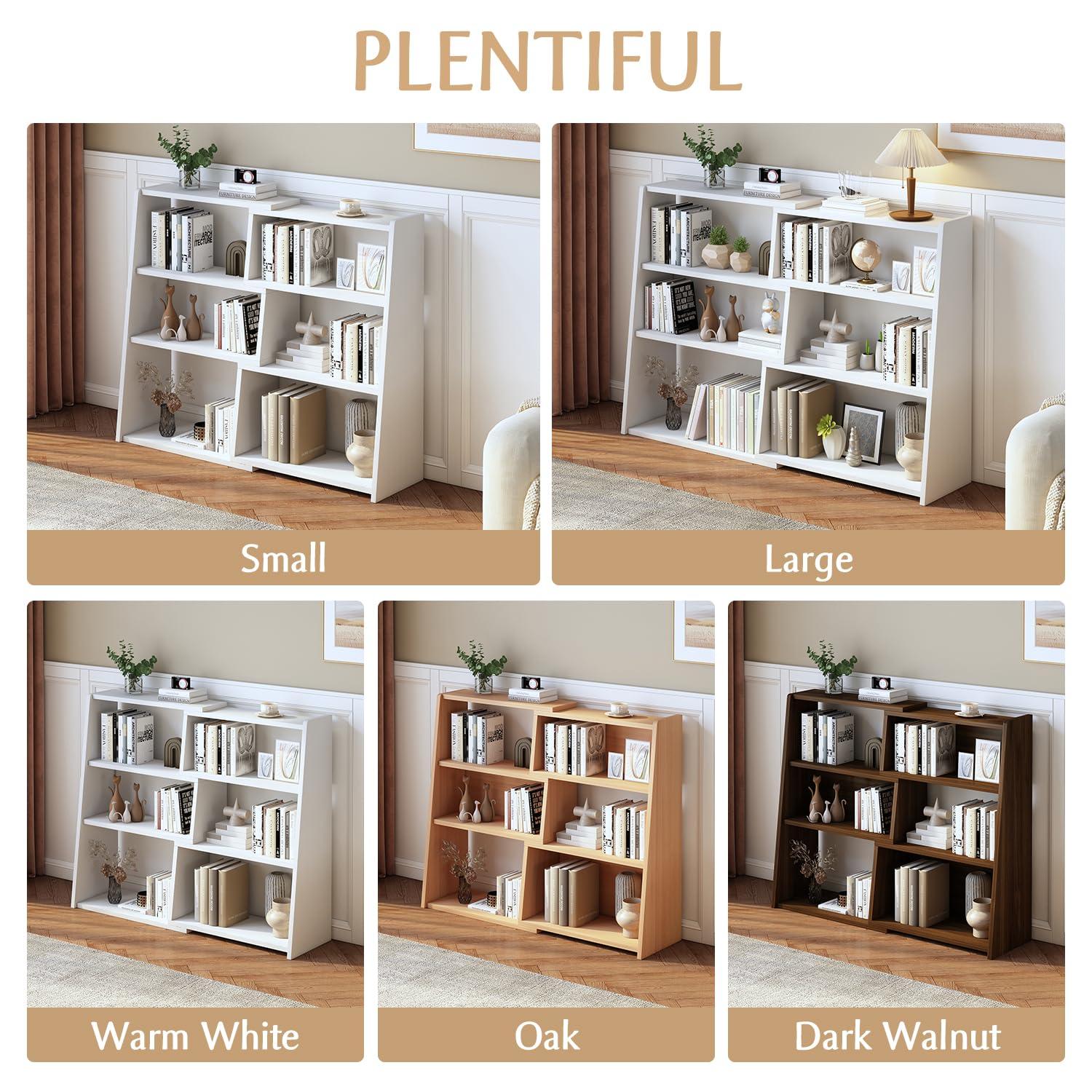 Latitude Run® Wooden Extendable Shelf Bookcase - 3-Tier Ladder Low Short Bookshelf For Small Space Or Corner