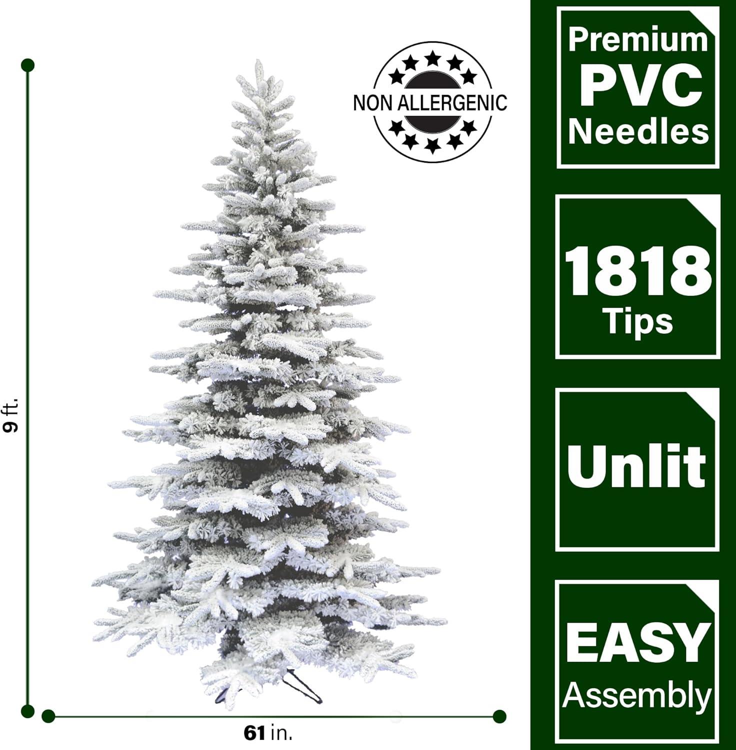 Fraser Hill Farm Unlit Flocked Mountain Pine Christmas Tree