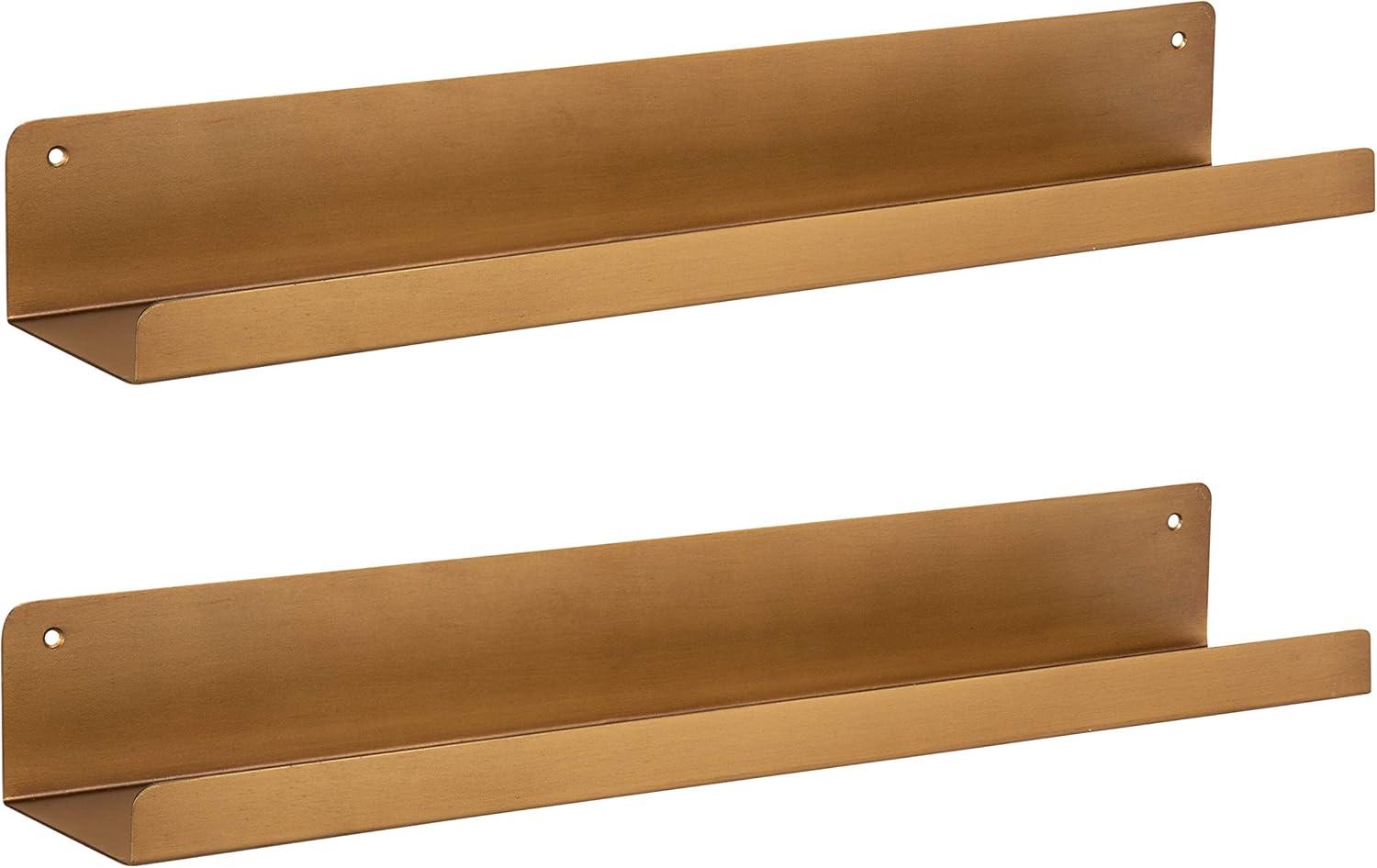 2pc Mezzo Modern Metal Ledge Shelf Set Gold - Kate &#38; Laurel All Things Decor