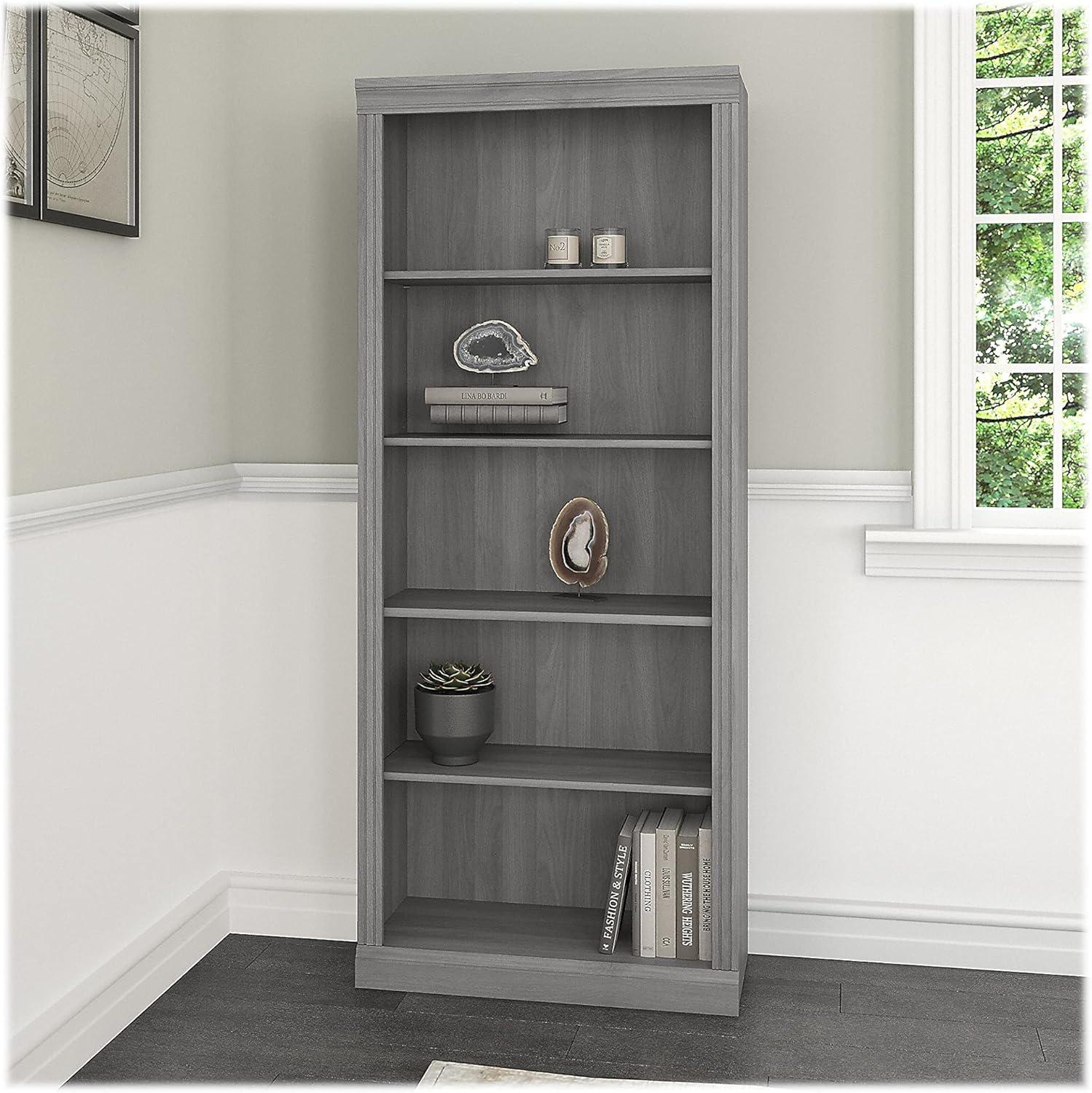 Saratoga Tall 5 Shelf Bookcase in Modern Gray - Engineered Wood