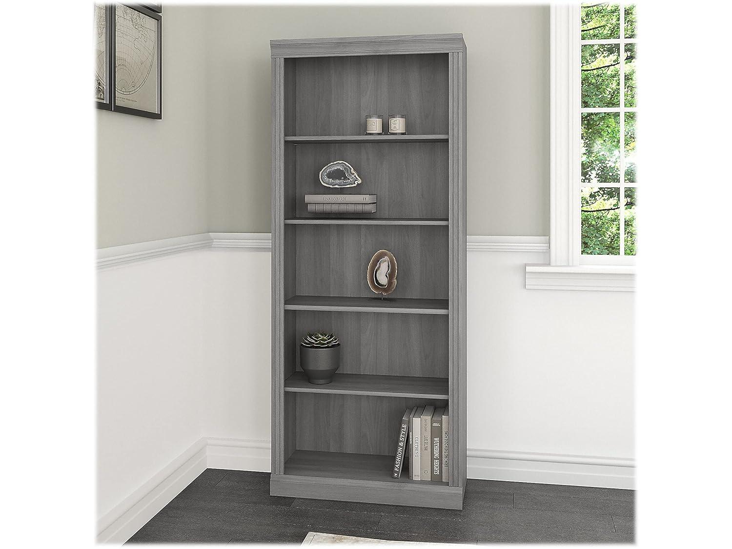 Saratoga Tall 5 Shelf Bookcase in Modern Gray - Engineered Wood
