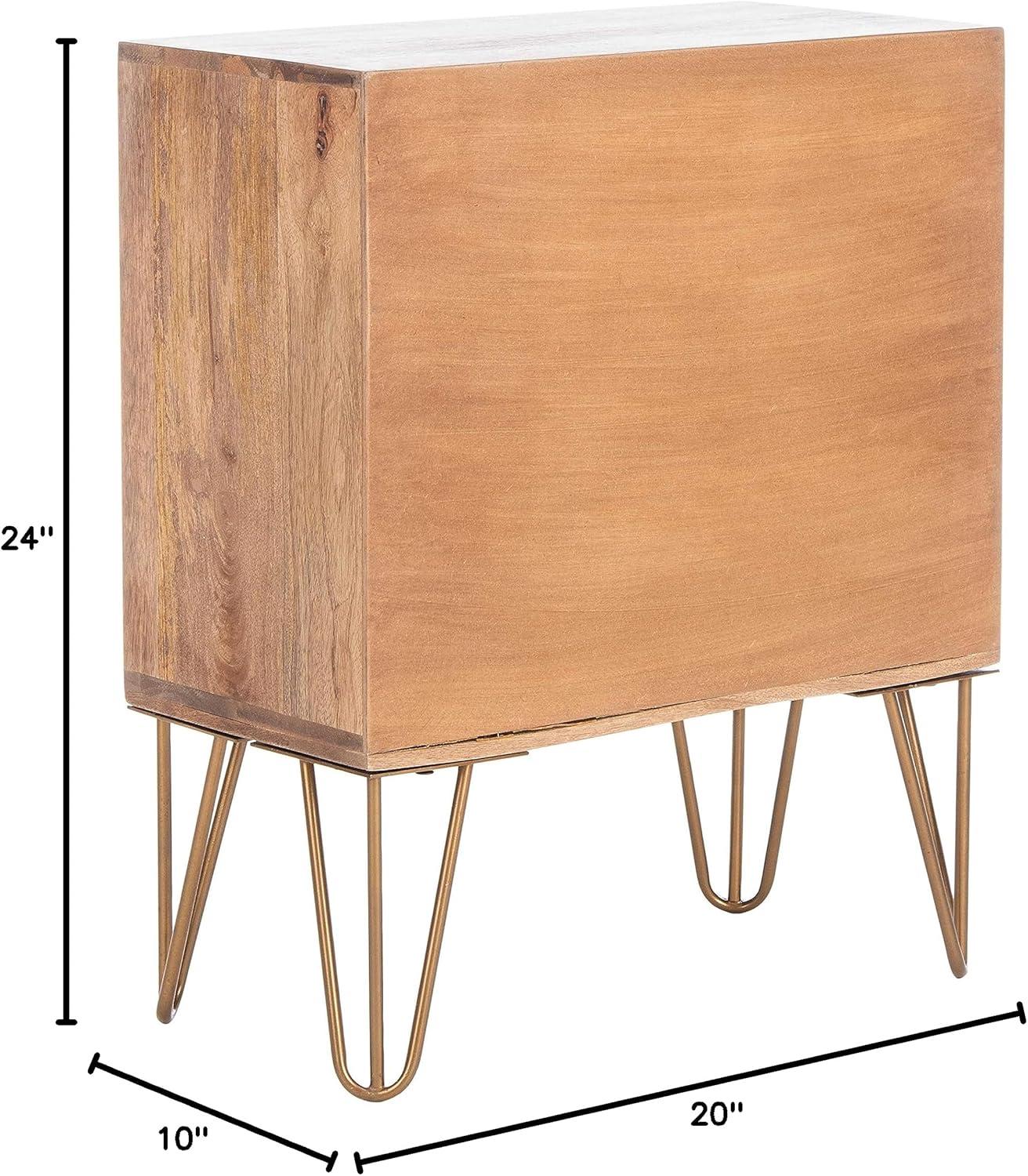 Solene 1 Drawer Nightstand - Natural/Brass - Safavieh.