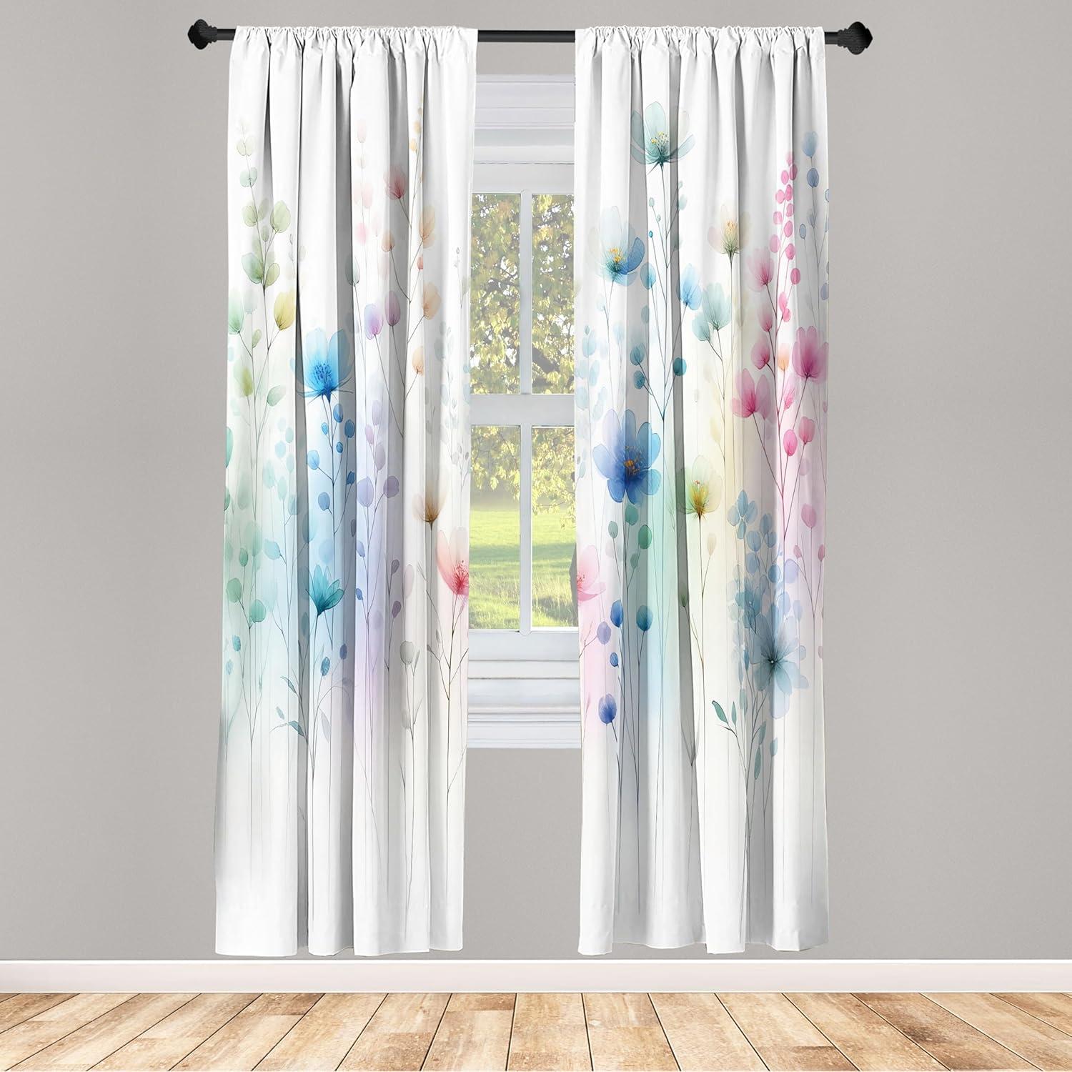 Microfiber Semi Sheer Curtain Pair