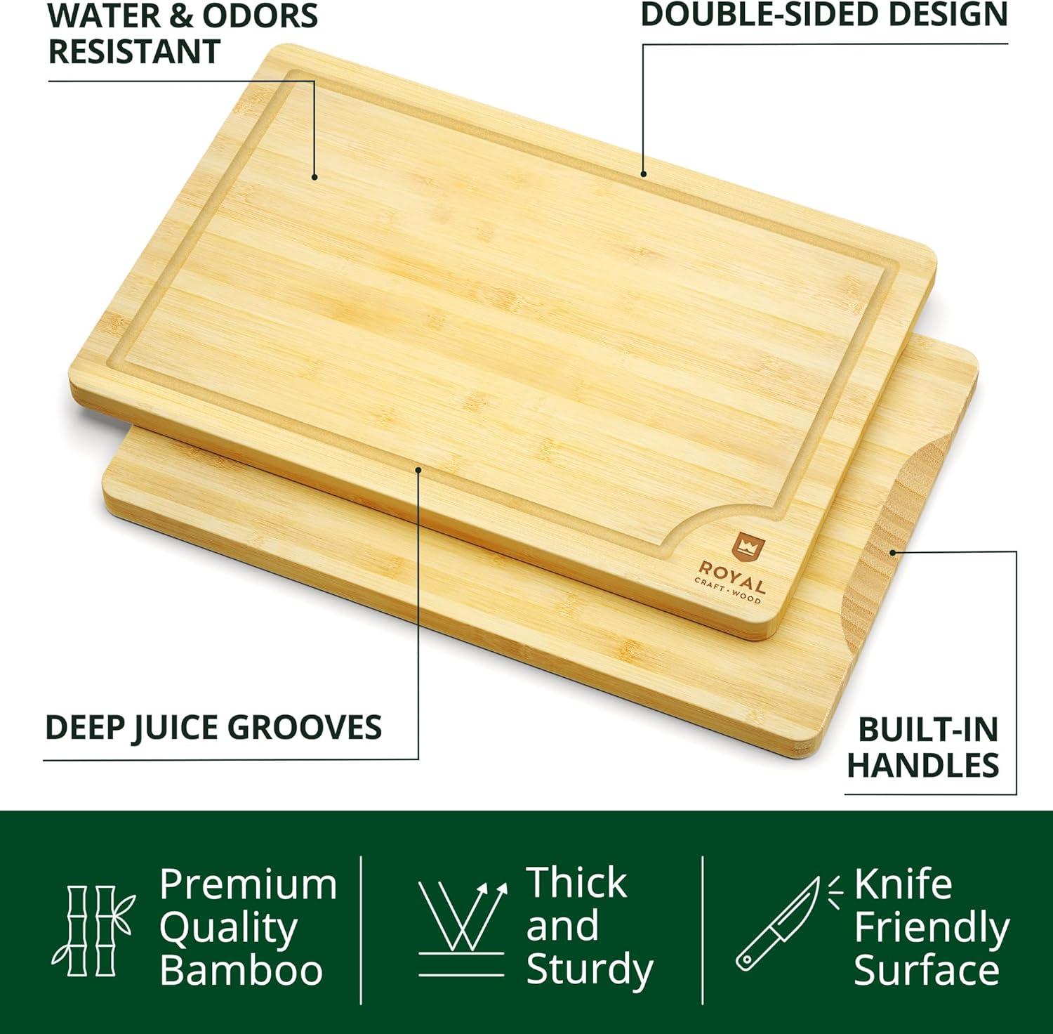 Royal Craft Wood Bamboo Cutting Board (XXL, 20”x14”)