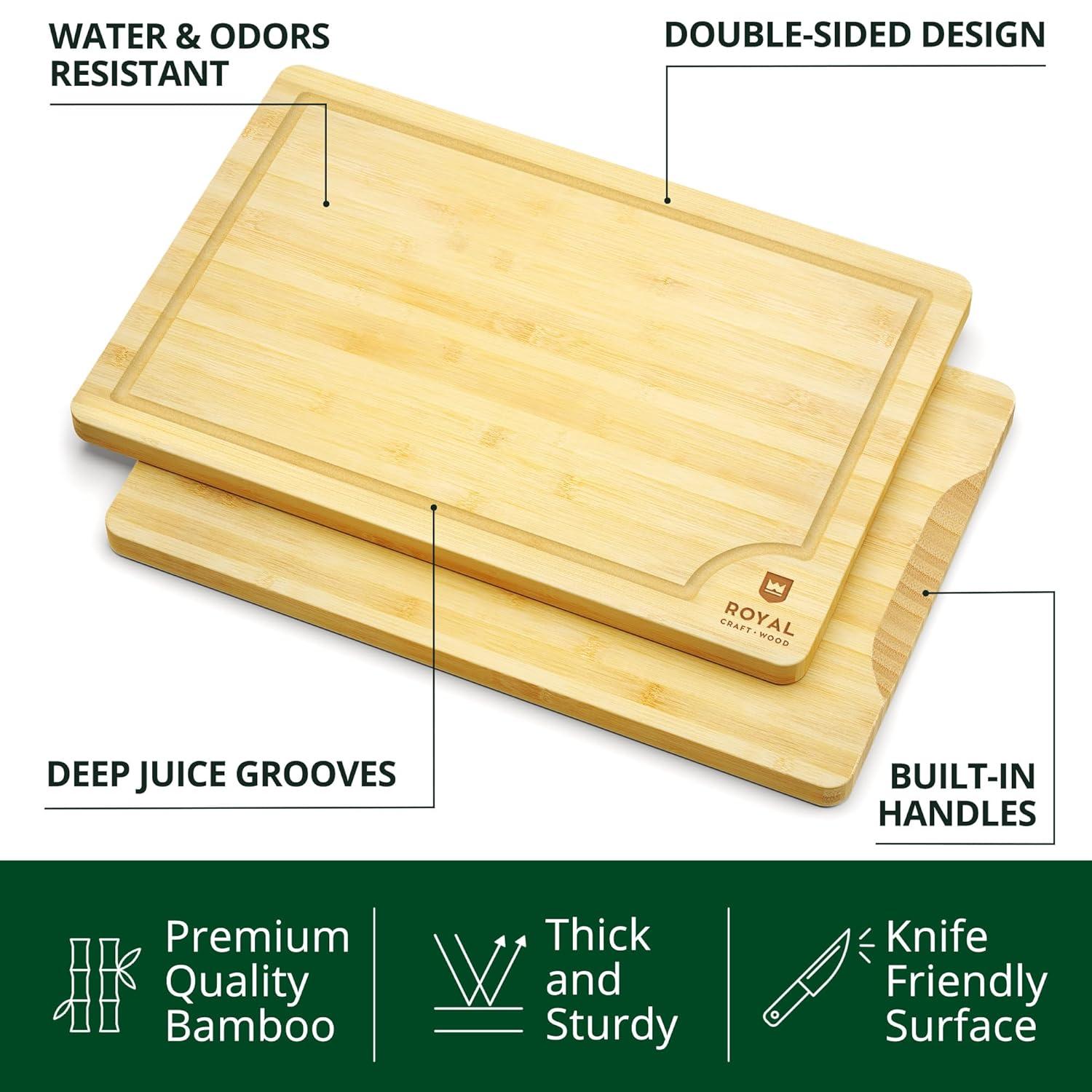 Royal Craft Wood Bamboo Cutting Board (XXL, 20”x14”)