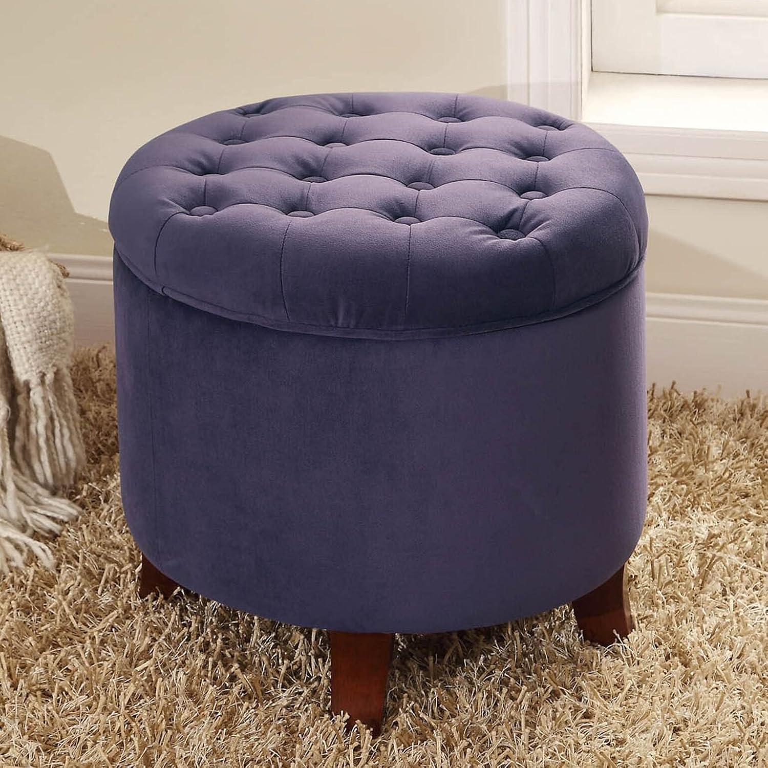 Large Round Button Tufted Storage Ottoman - HomePop