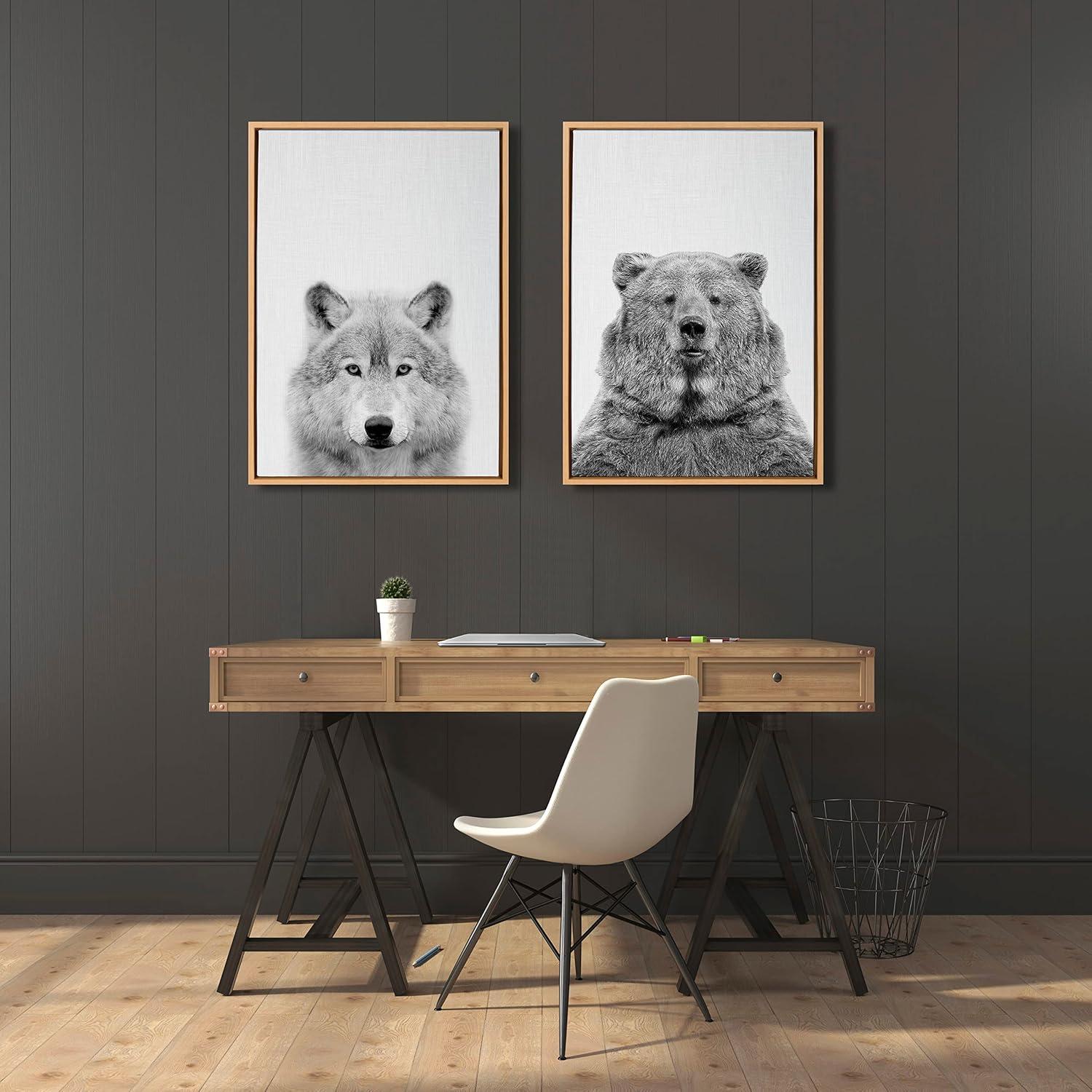 (Set of 2)  Sylvie Wolf Bear European Canvas Art Set by Simon Te - Kate & Laurel All Things Decor